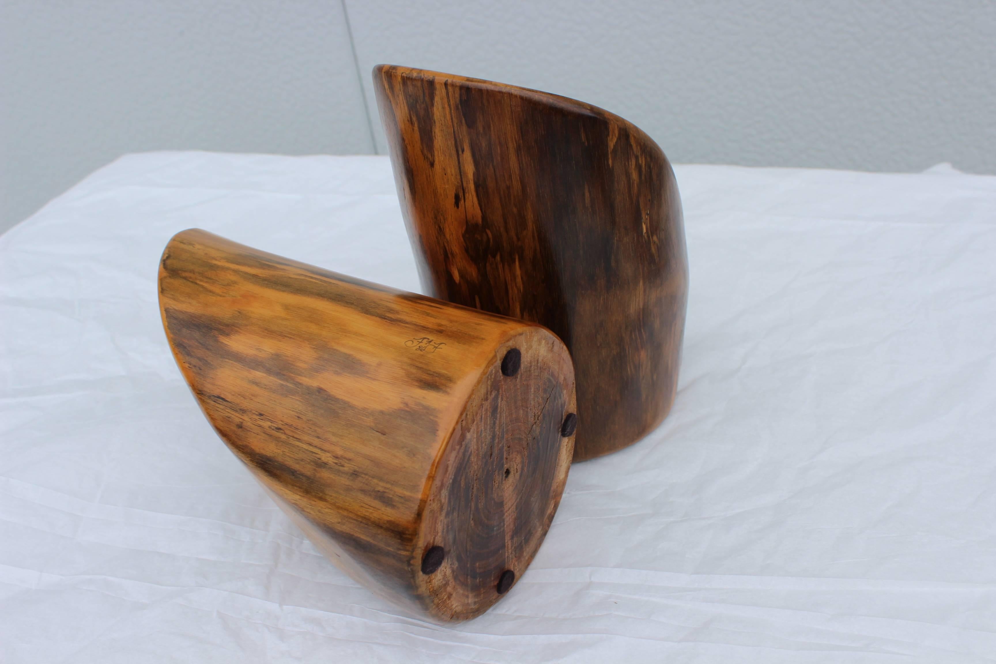 20th Century Pair of Don Shoemaker Style Wood Bookends