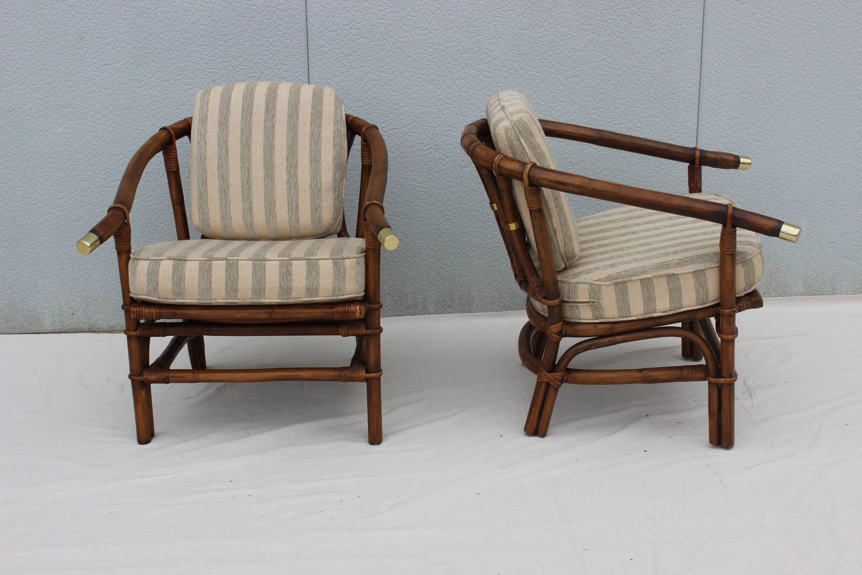Mid-Century Modern Pair of 1950s Ficks Reed Armchairs
