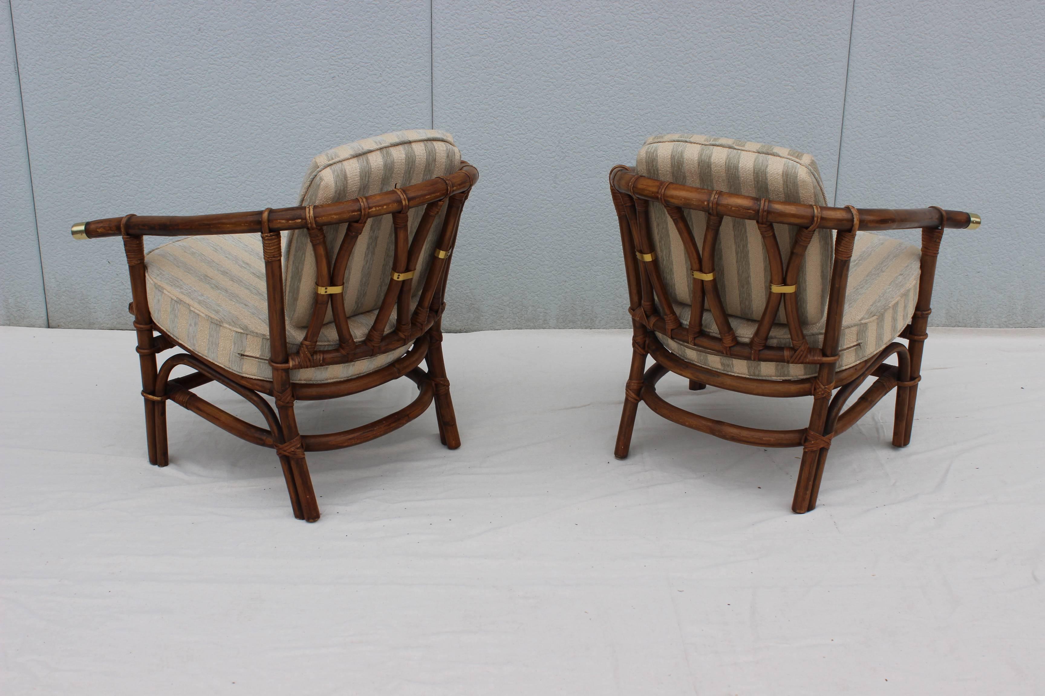American Pair of 1950s Ficks Reed Armchairs