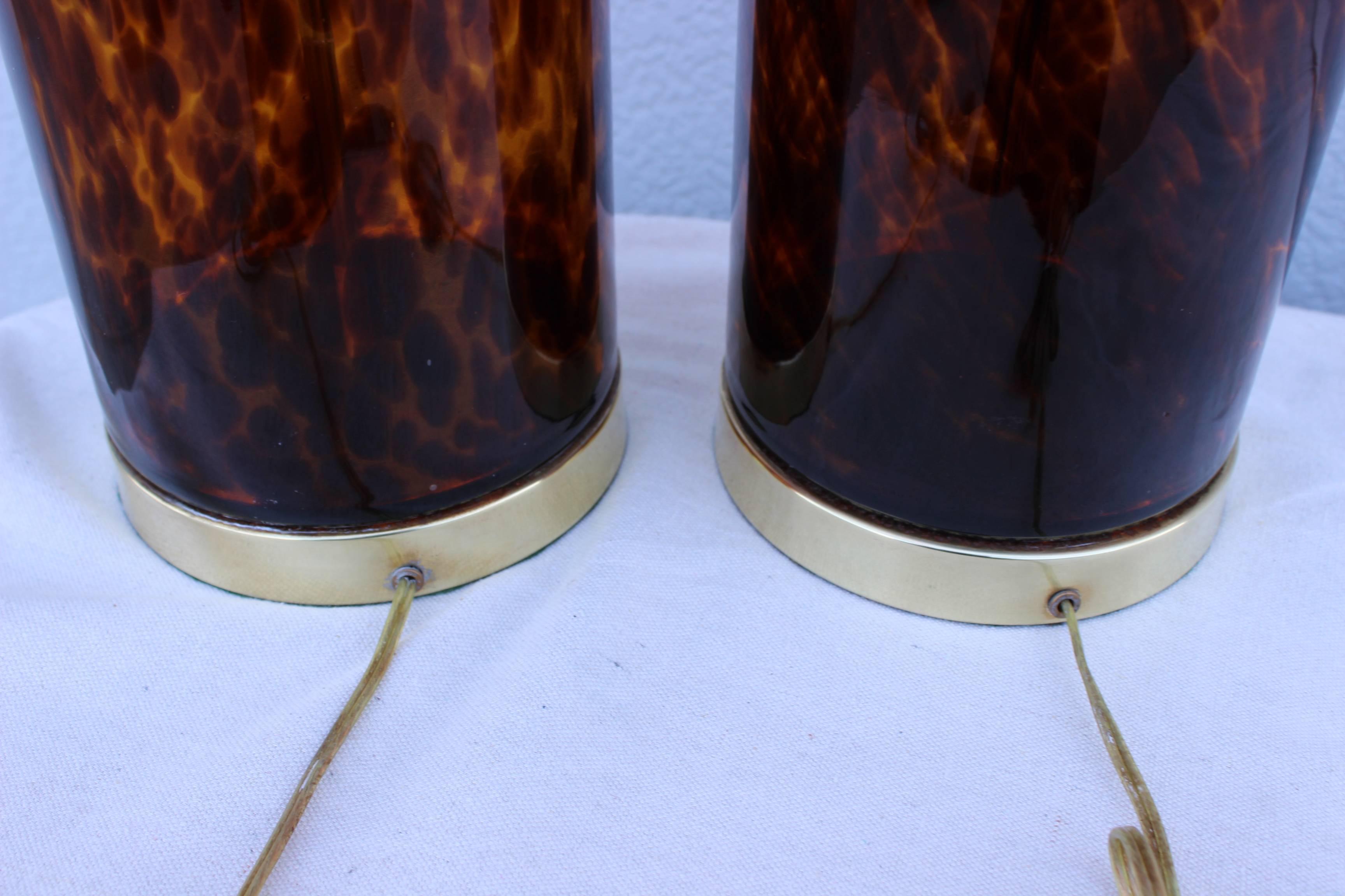 Brass 1960s Murano Glass Table Lamps 