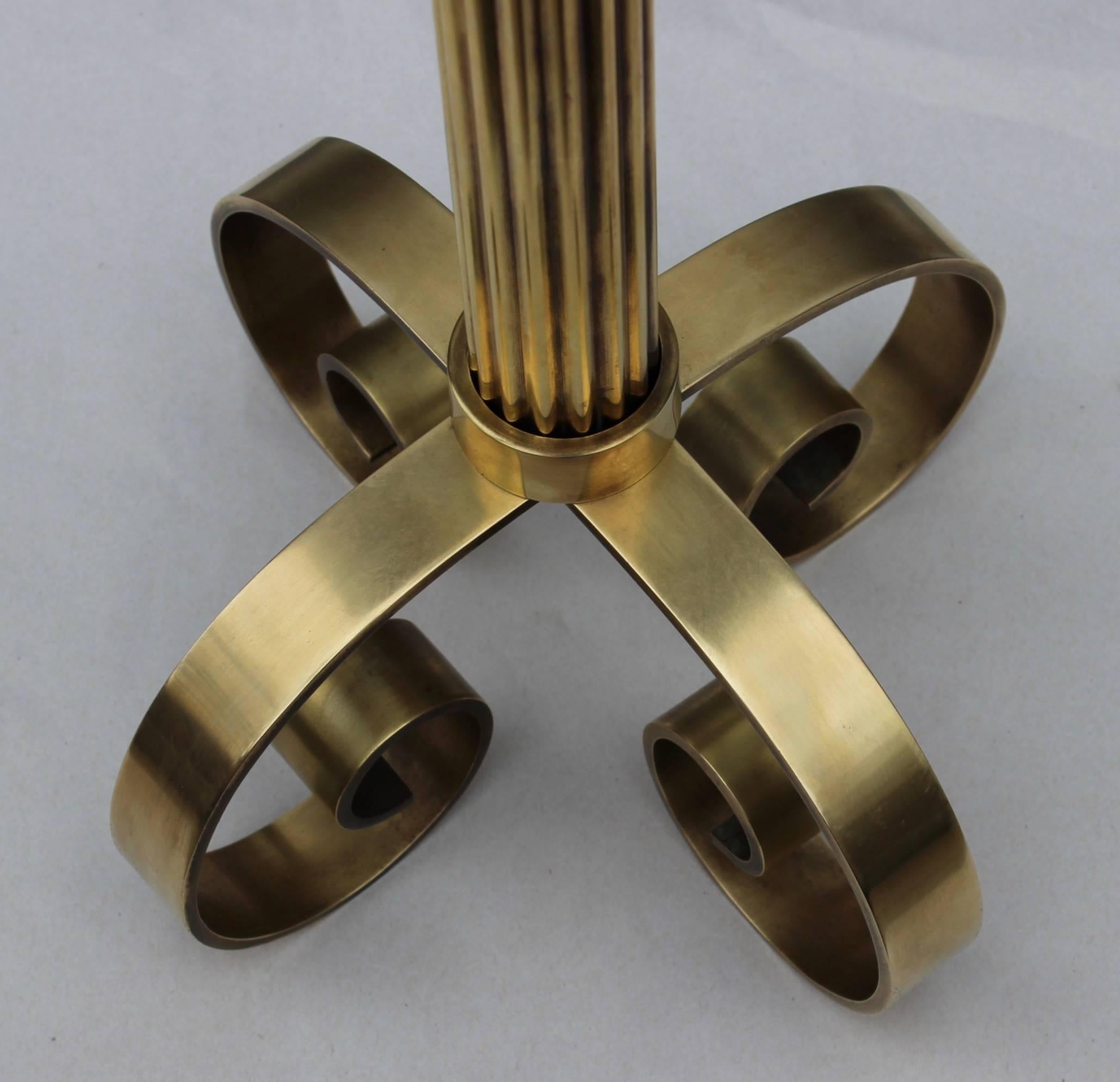 Art Deco 1940s Ystad Metall Large Brass Candle Holder For Sale