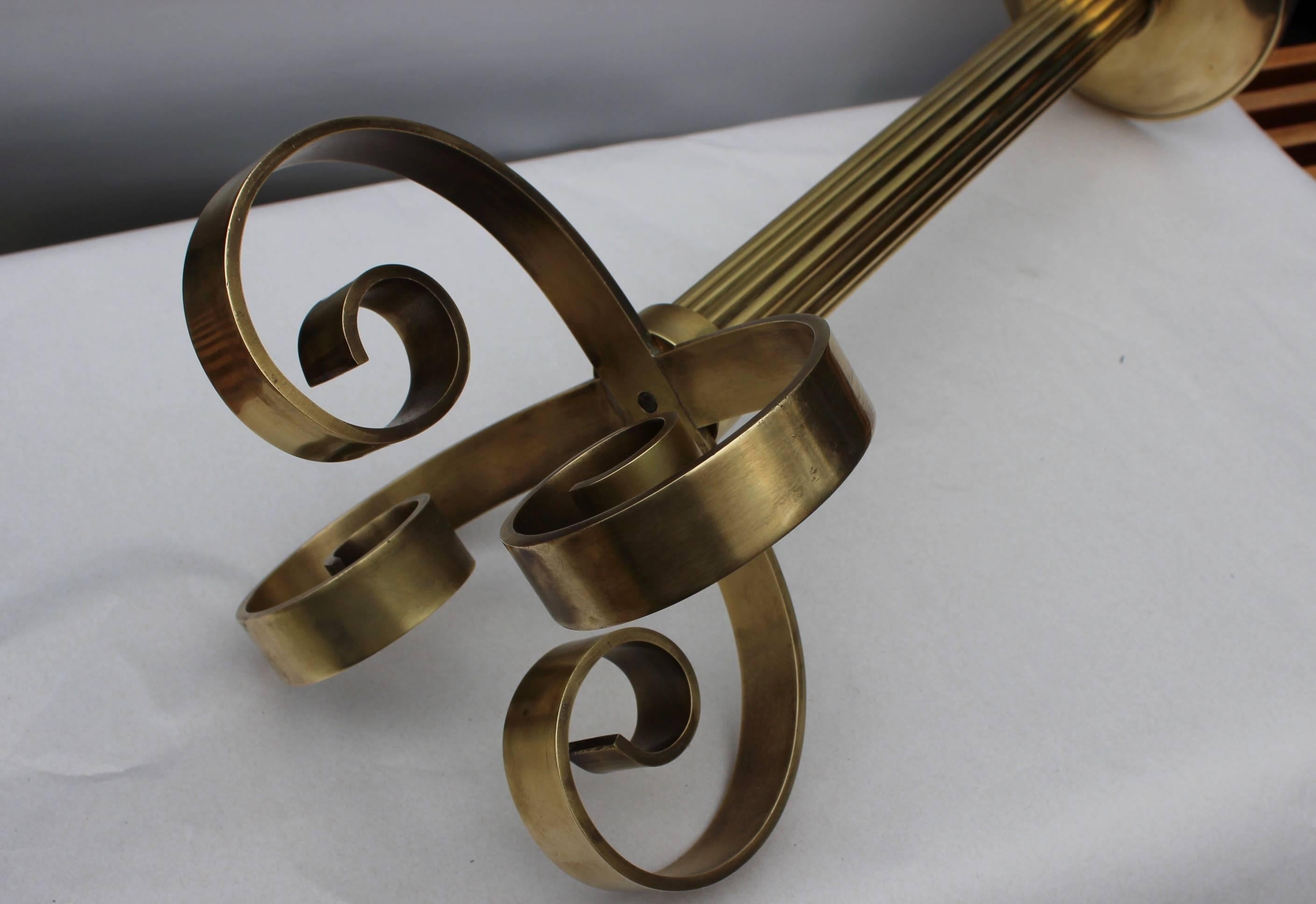 1940s Ystad Metall Large Brass Candle Holder In Good Condition For Sale In New York, NY