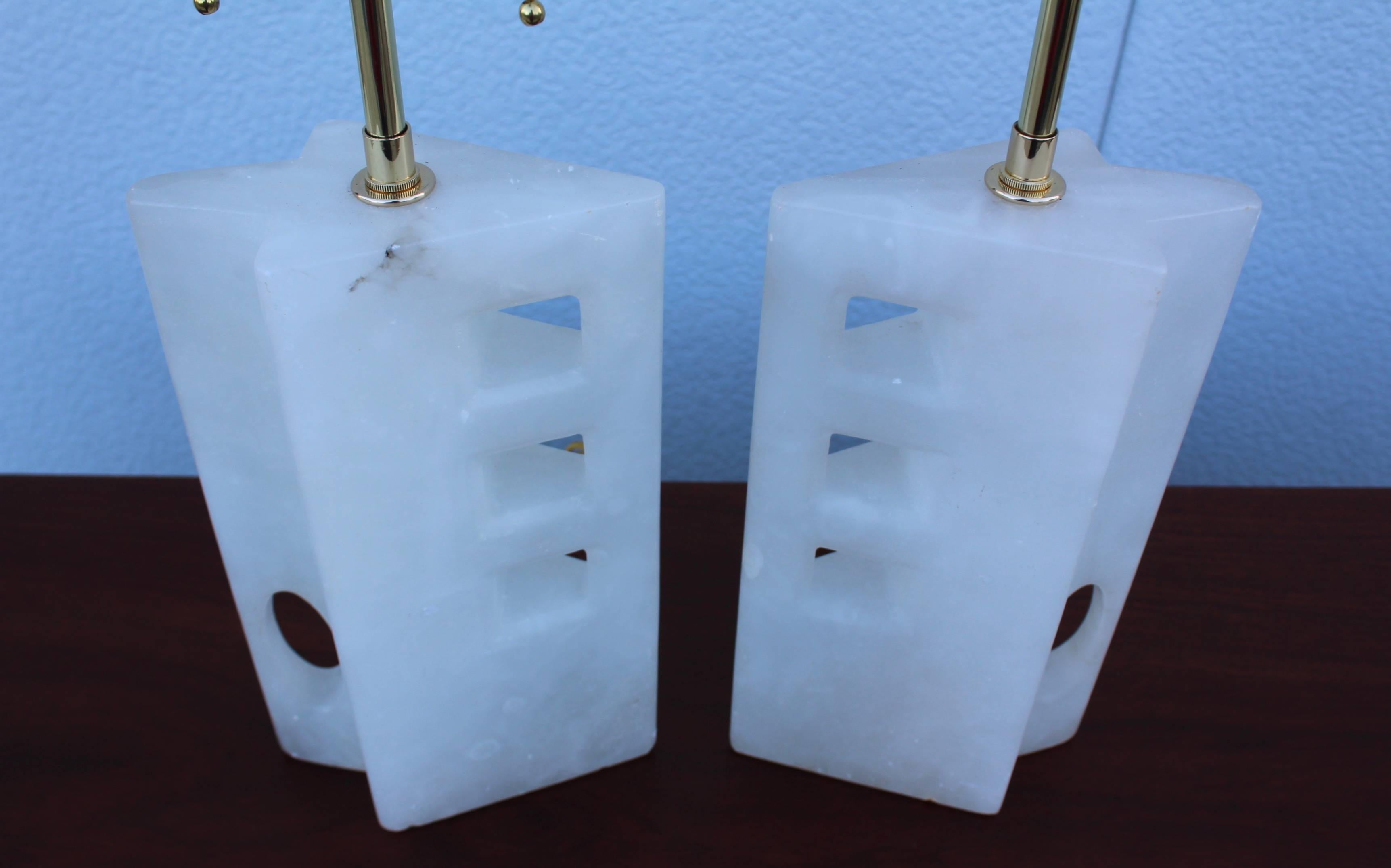 1960s Modern Italian Alabaster Table Lamps 2