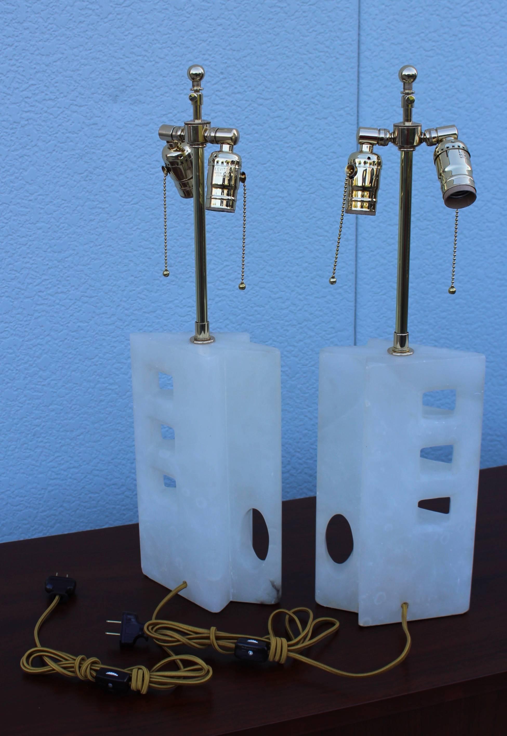 1960s Modern Italian Alabaster Table Lamps 4