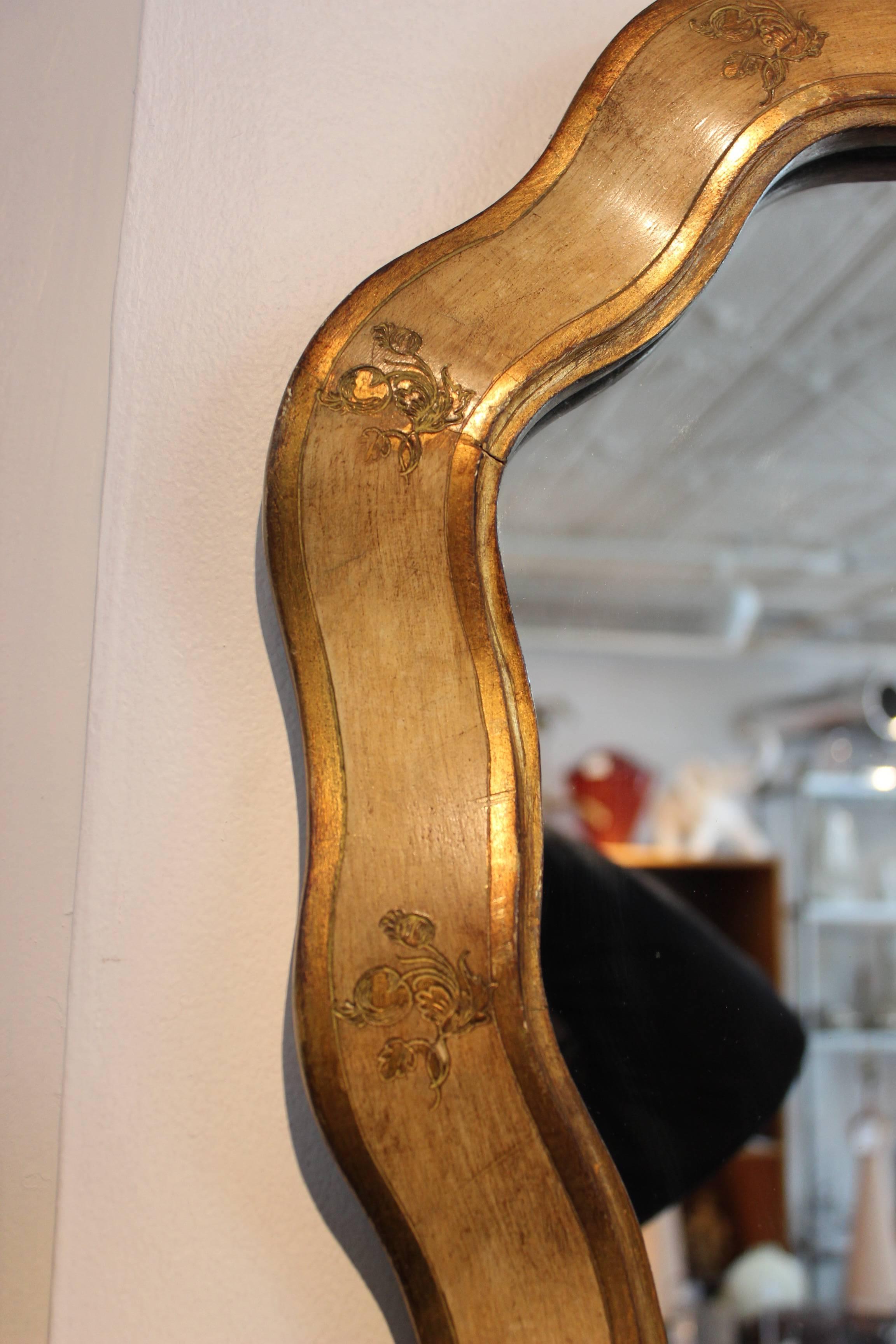 1940s Gilt Frame Italian Mirror and Console In Fair Condition In New York, NY
