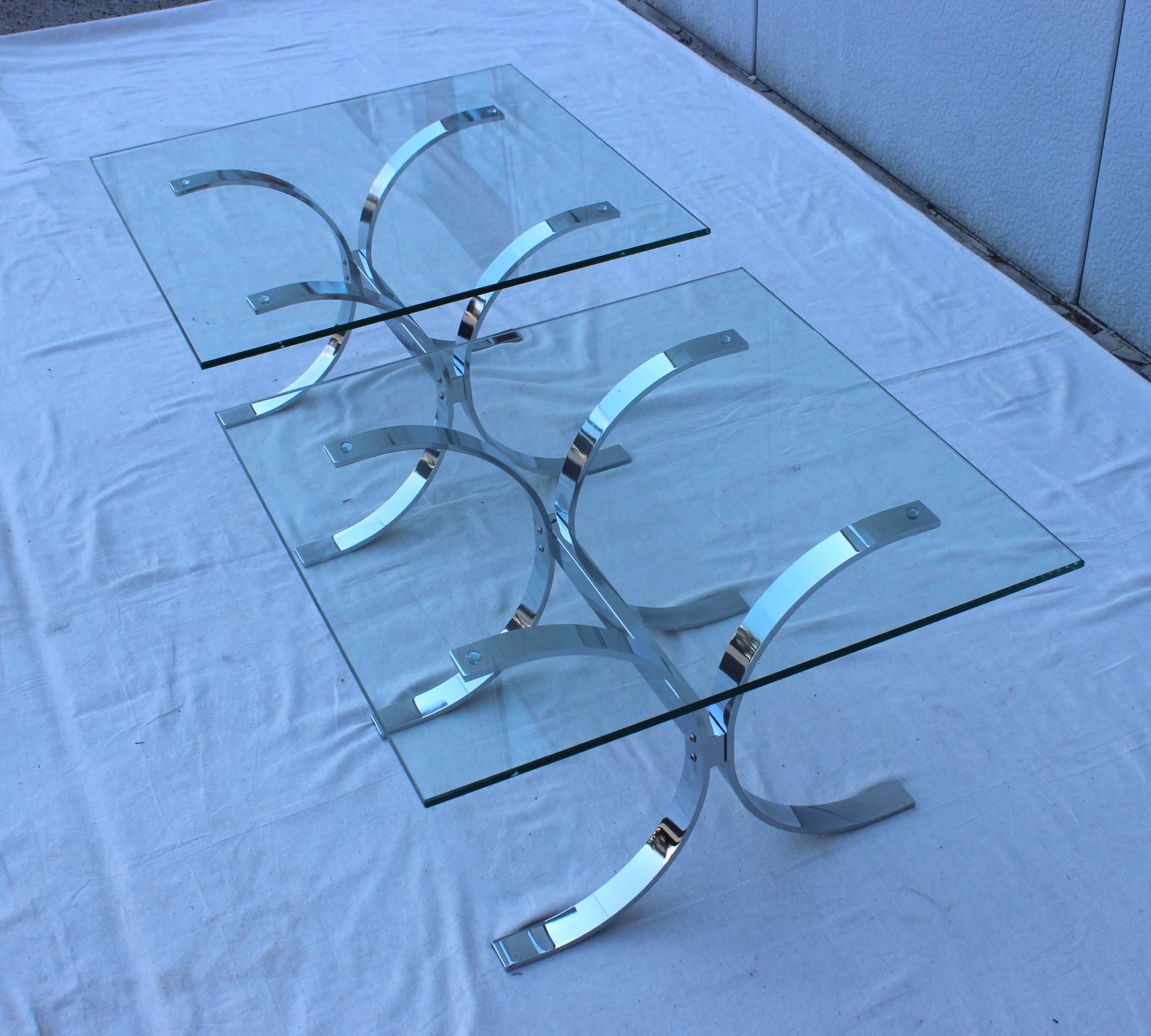 Mid-Century Modern 1970s Modern Steel and Chrome Side Tables For Sale