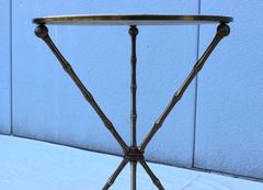 1960s Italian Faux Bamboo Brass and Marble Side Table