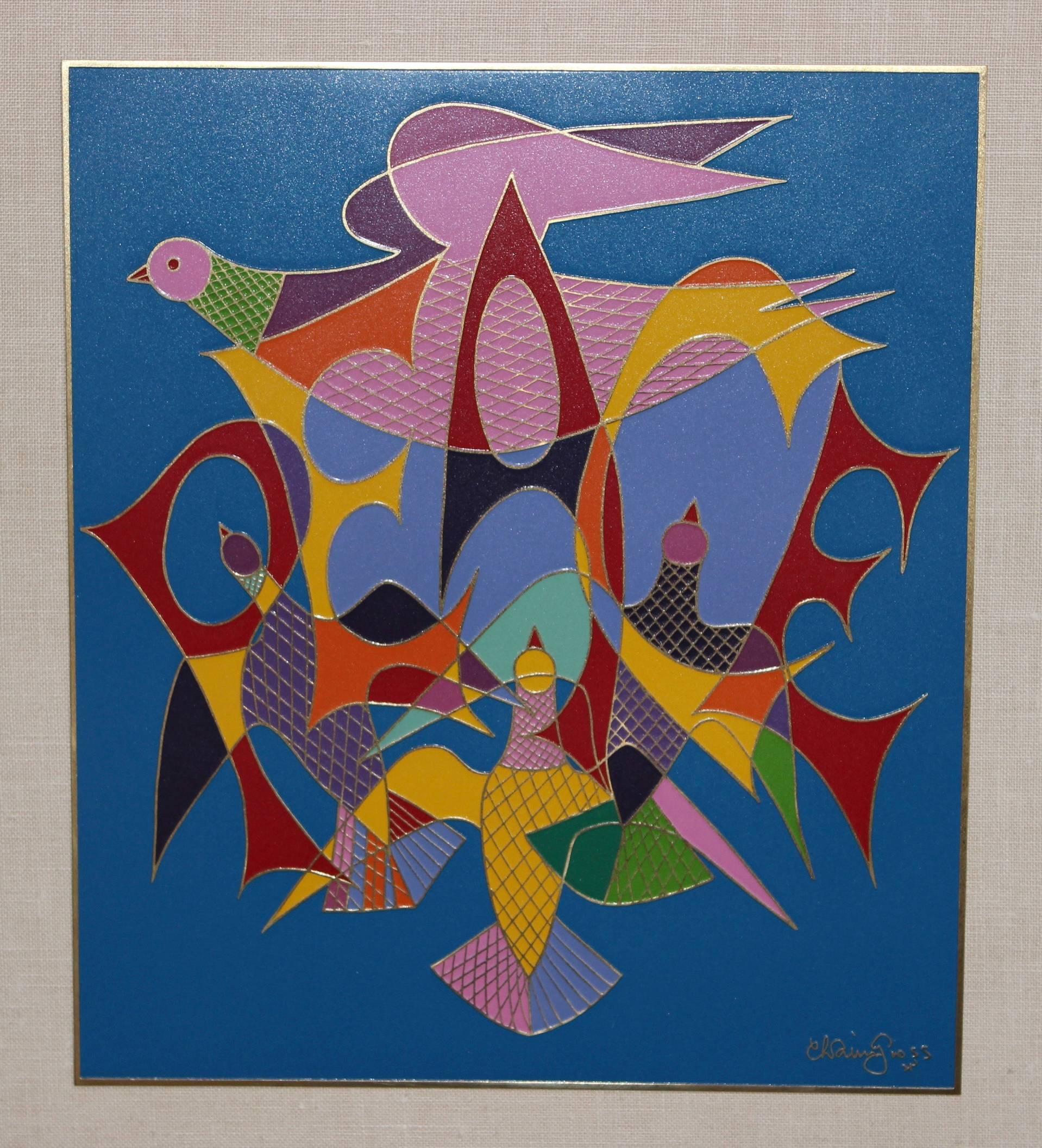 Mid-Century Modern Chaim Gross Enamel 'Peace' Art For Sale