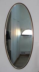 Harvey Probber Style Walnut and Brass Oval Mirror