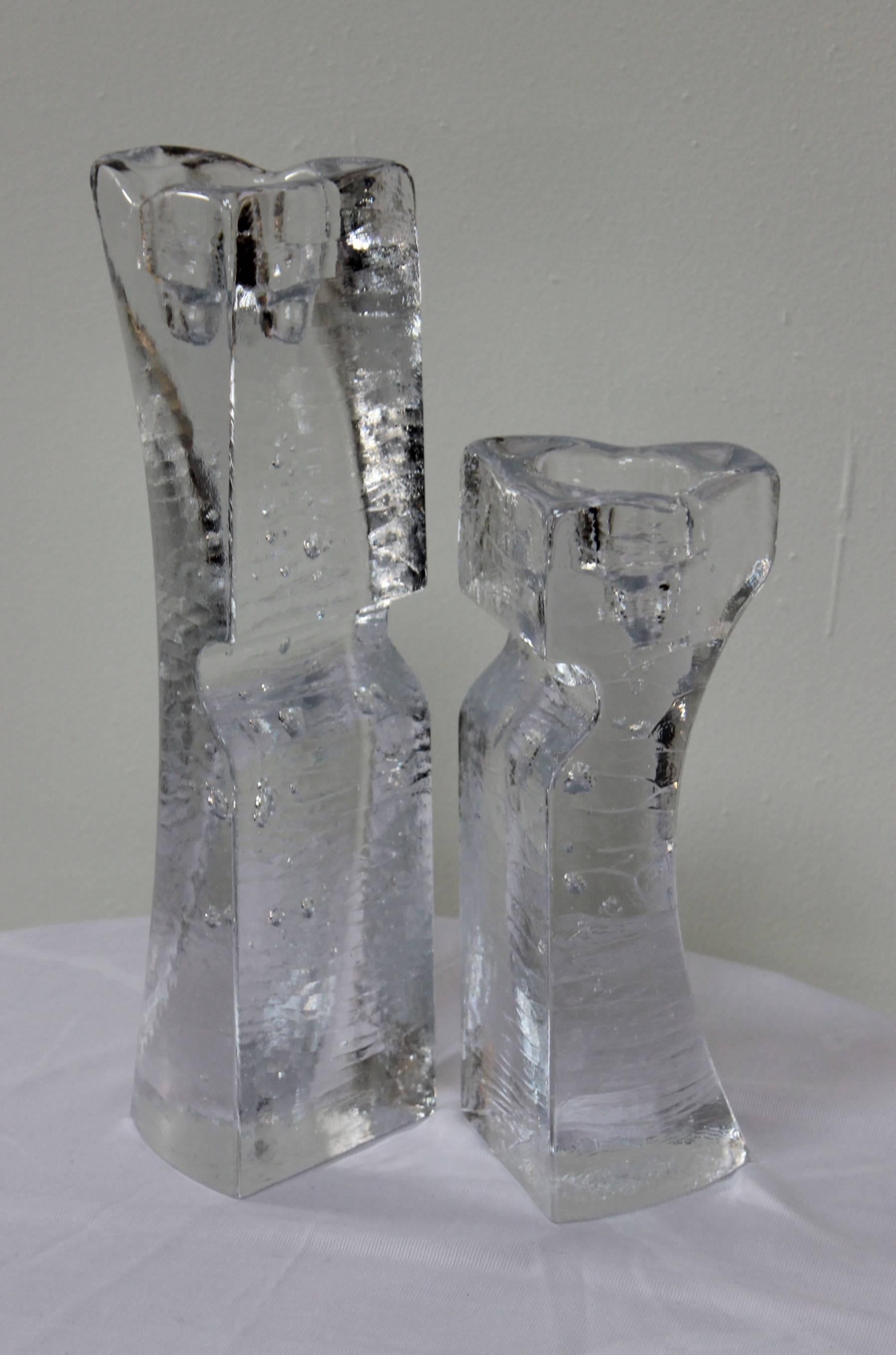 Swedish Large Kosta Boda Glass Candle Holders For Sale