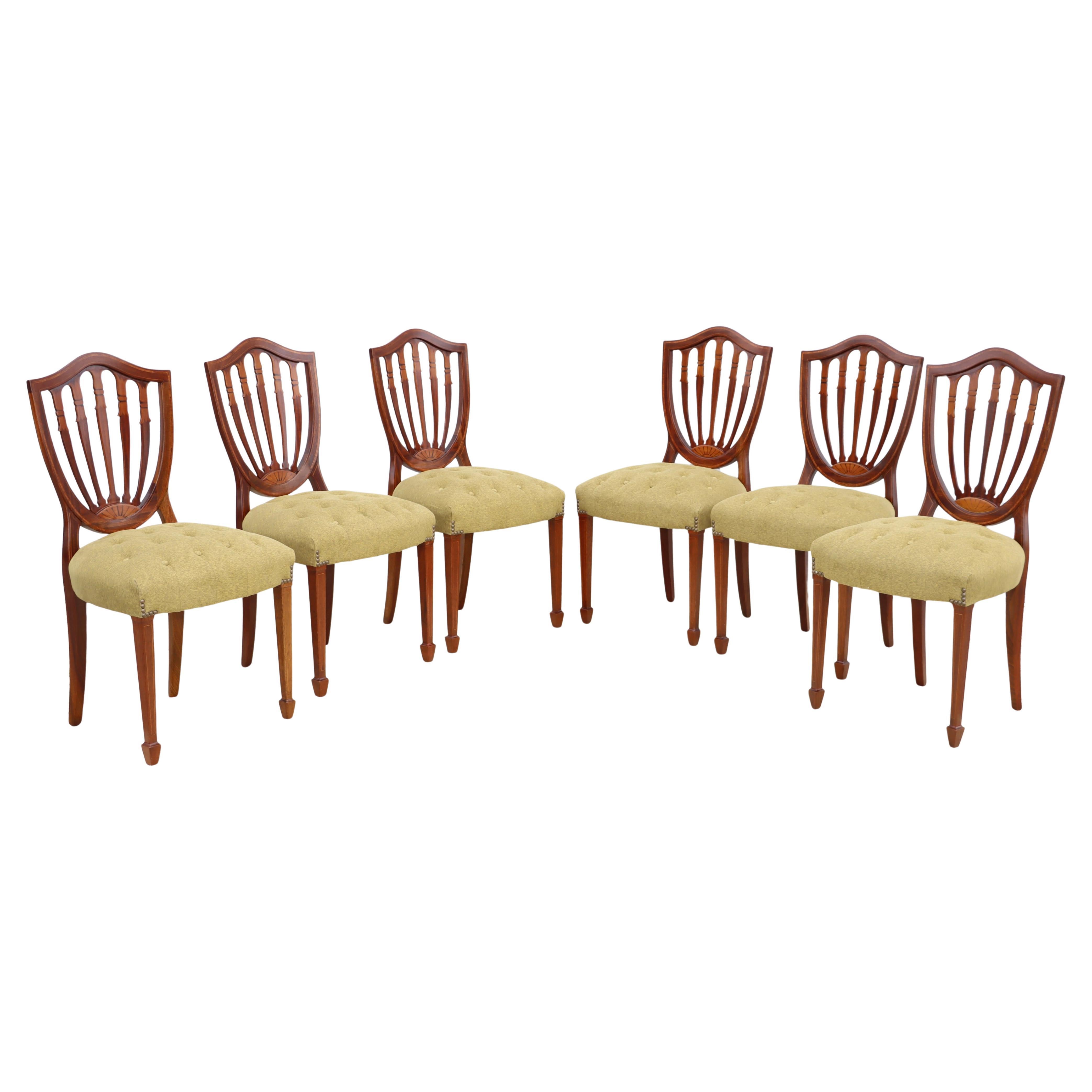1950's Shell Back Italian Mahogany Dining Chairs Set Of 6