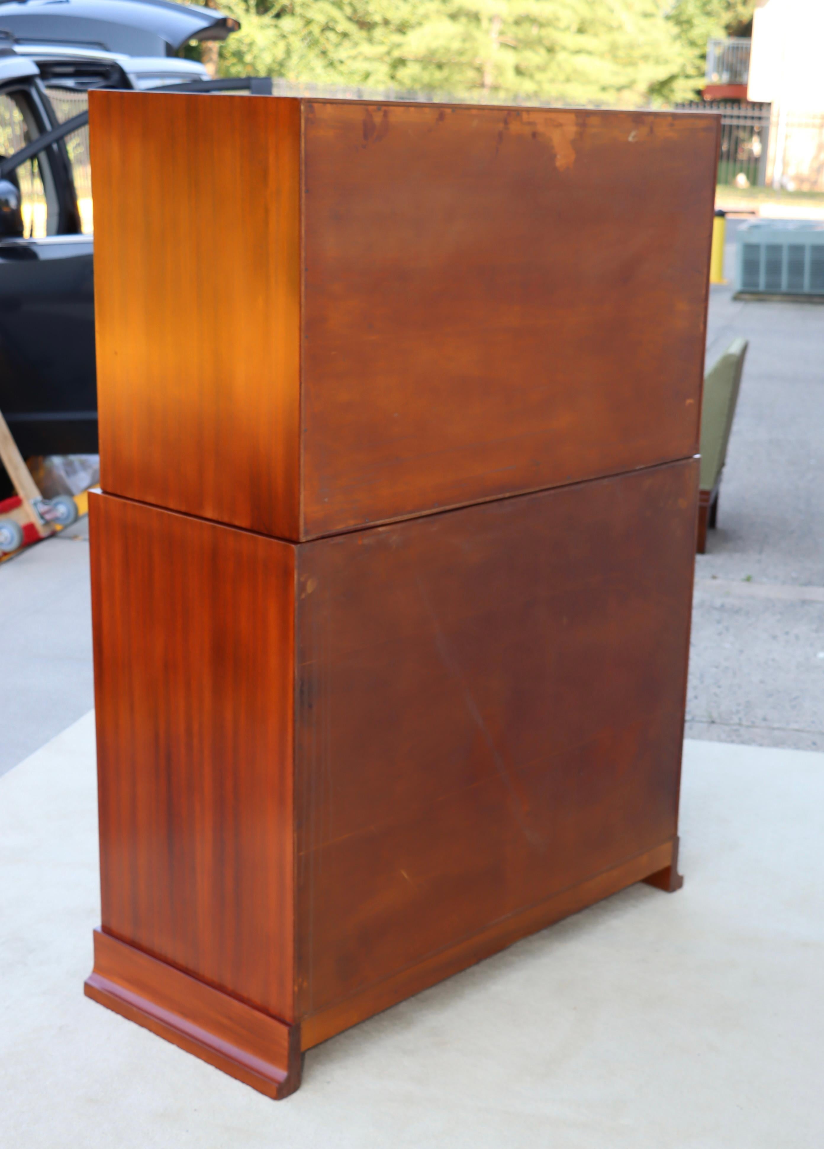 Tommi Parzinger For Charak Modern Mahogany And Brass Tall Chest Of Drawers For Sale 4
