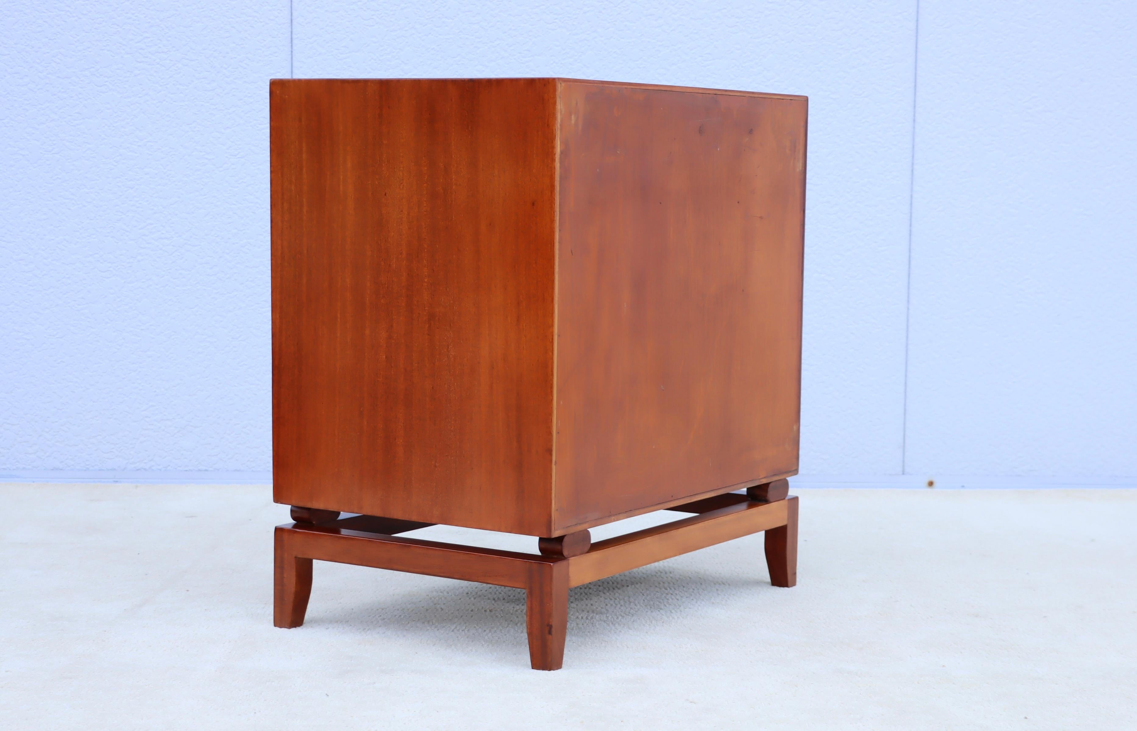 Rare Pair Of Tommi Parzinger For Charak Modern Mahogany And Brass Night Stands For Sale 14