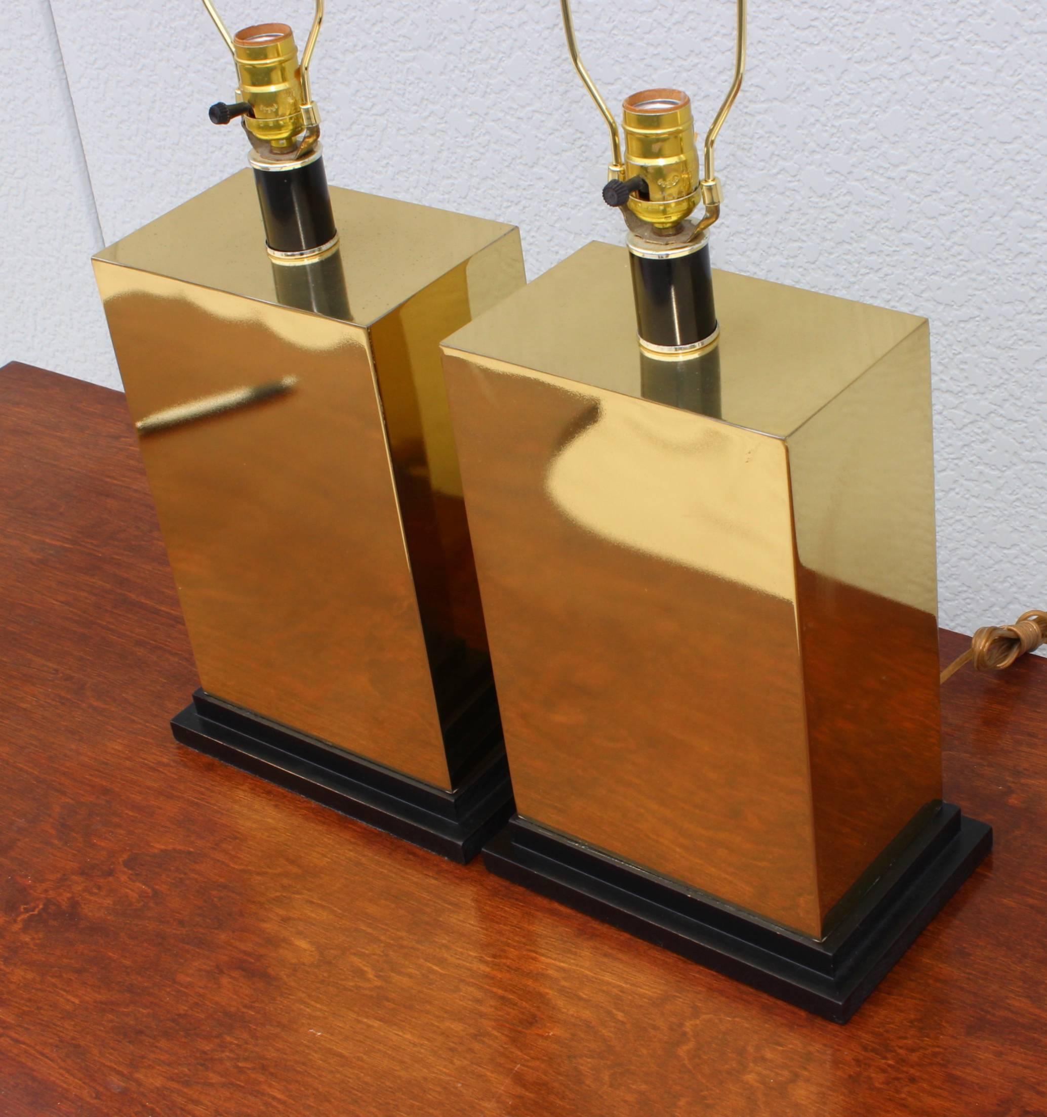 American 1970s Modern Brass Table Lamps