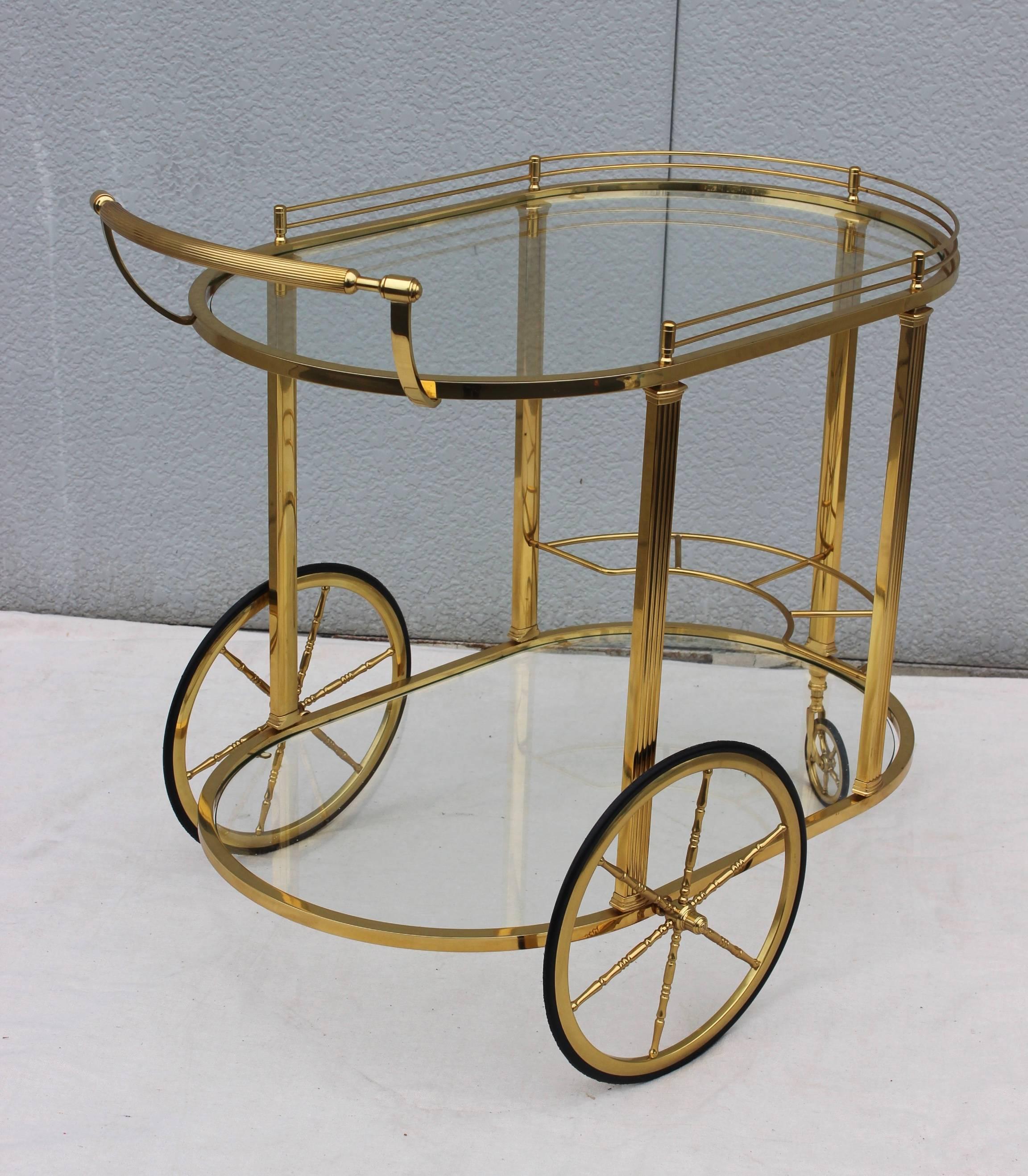 Mid-Century Modern 1950s Modern Brass Italian Bar Cart