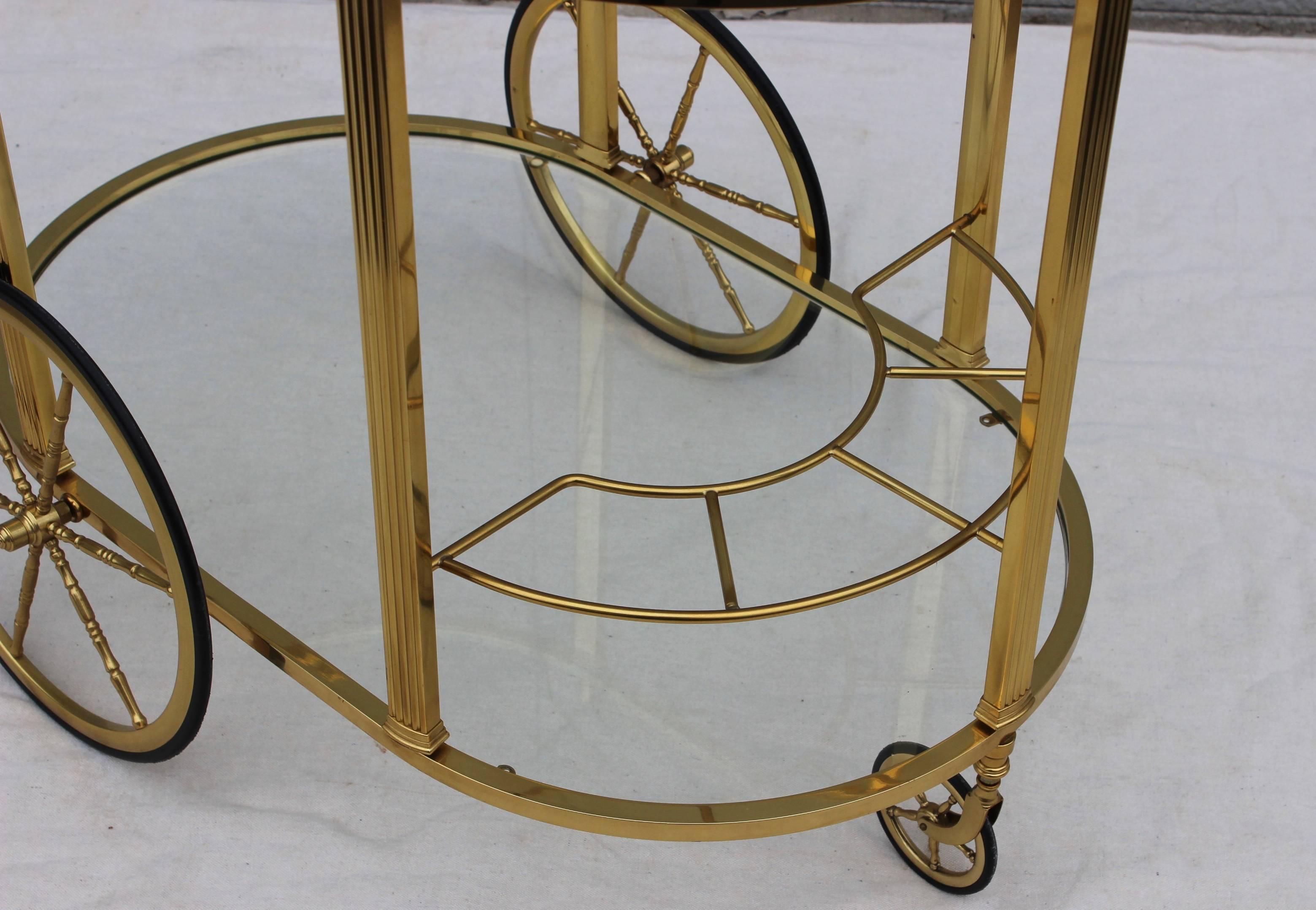 1950s Modern Brass Italian Bar Cart 3