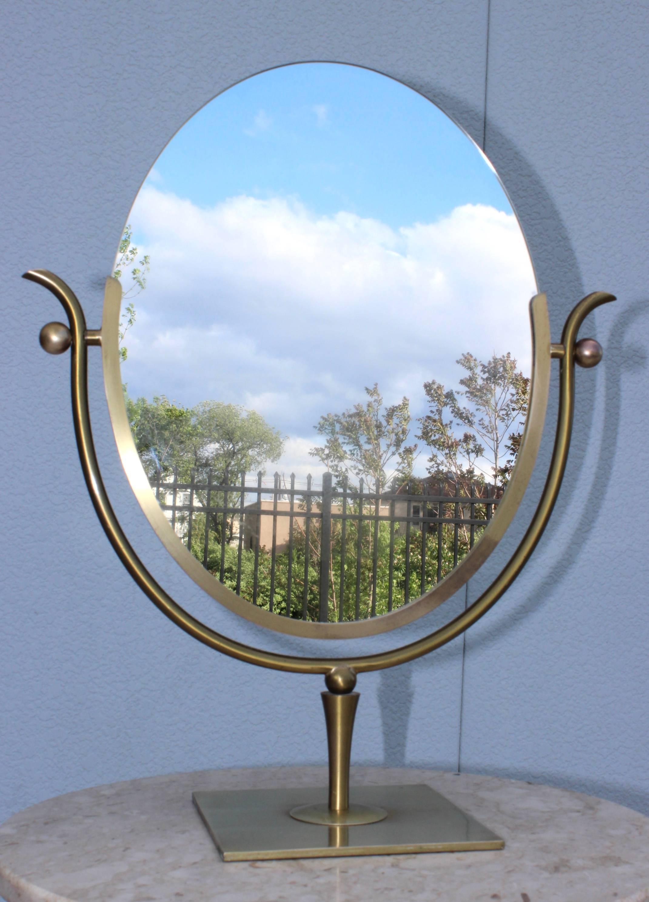Mid-Century Modern Charles Hollis Jones Brass Vanity Mirror
