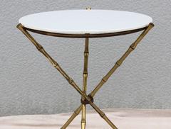 1950s Faux Bamboo Brass Tripod Side Table