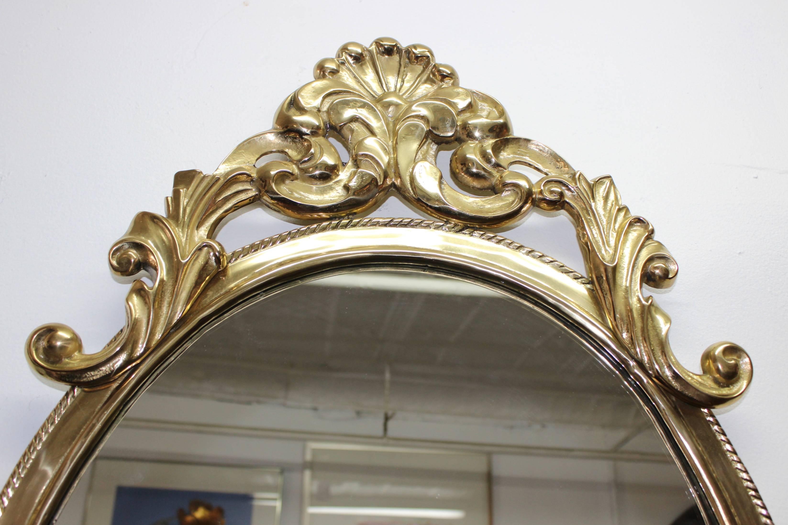 American 1970s French Style Brass Mirror