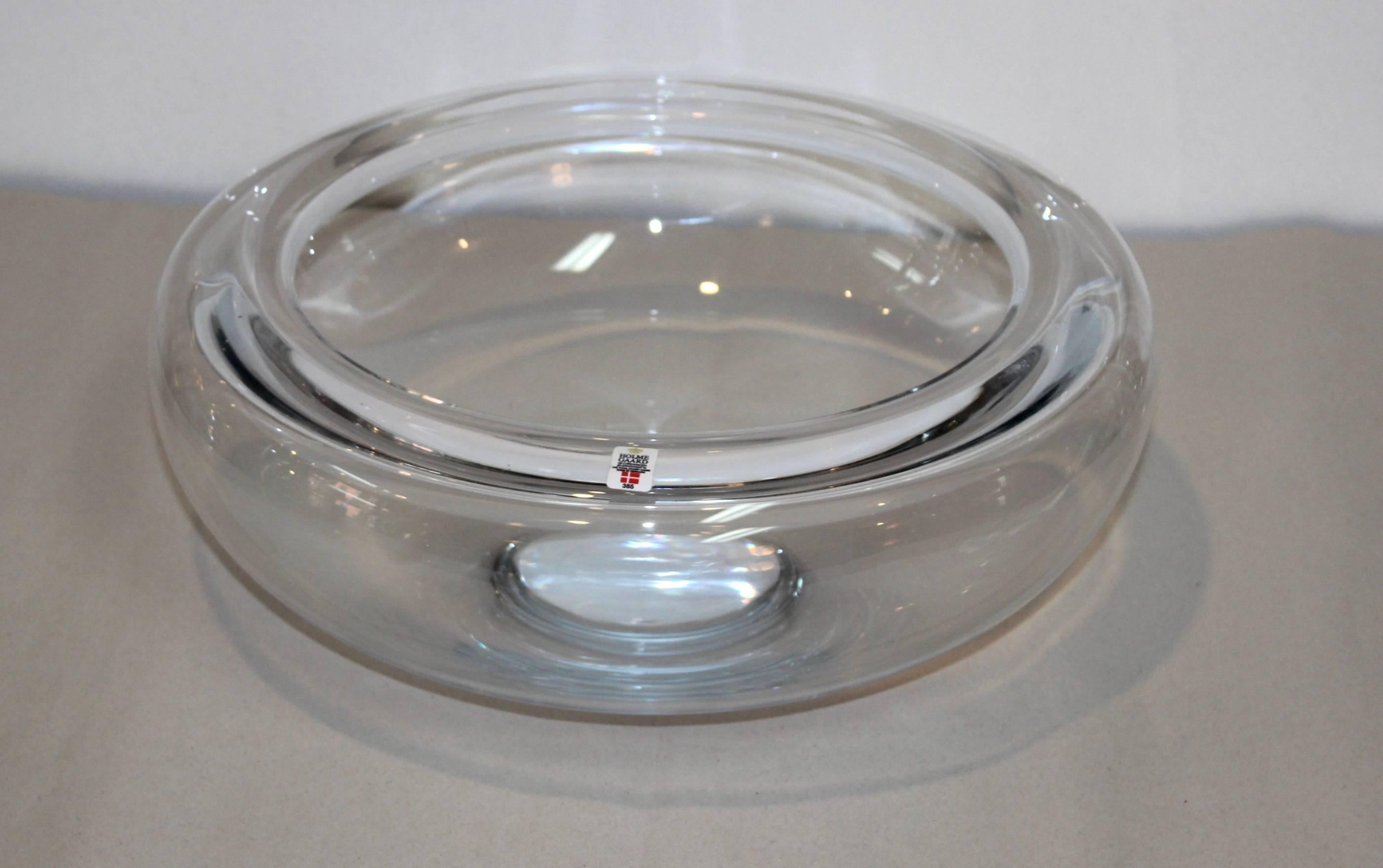 Clear glass bowl by Per Lutken for Holmegaard made by Royal Copenhagen, Denmark.