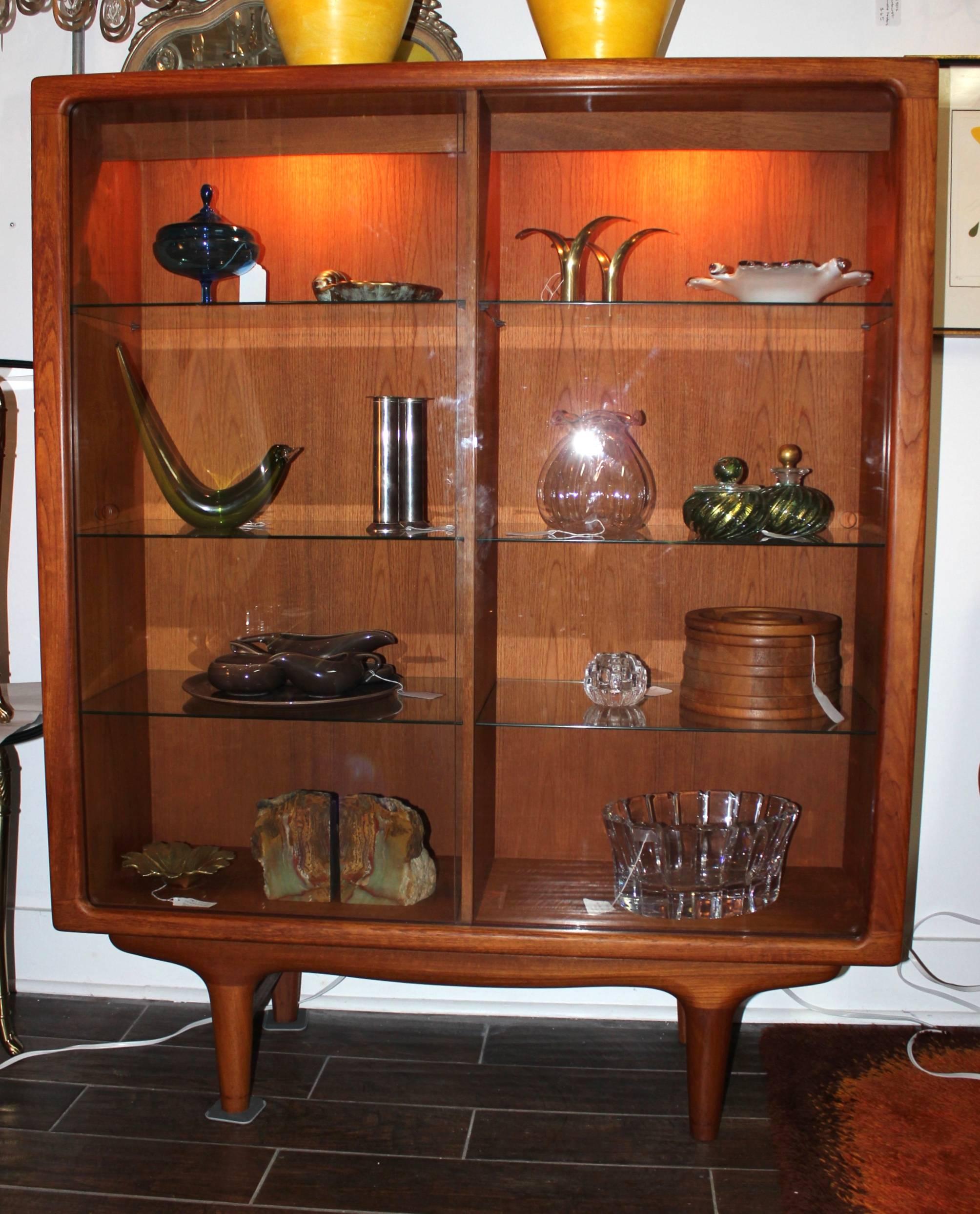 Glass Johannes Andersen for Silkeborg Teak Display Cabinet