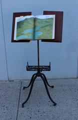 1930s Mahogany and Cast Iron Adjustable Library Book Stand