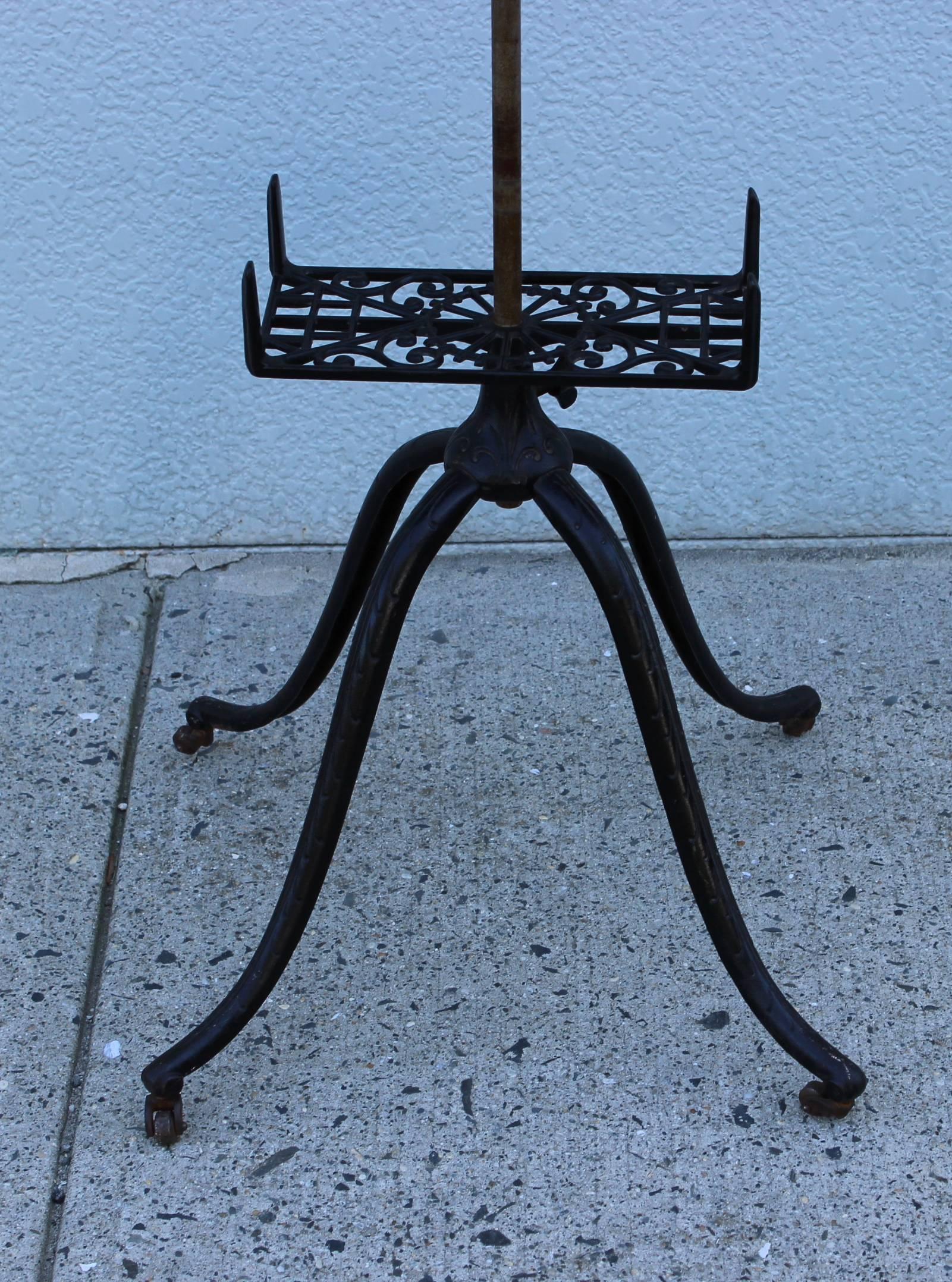 Mid-Century Modern 1930s Mahogany and Cast Iron Adjustable Library Book Stand