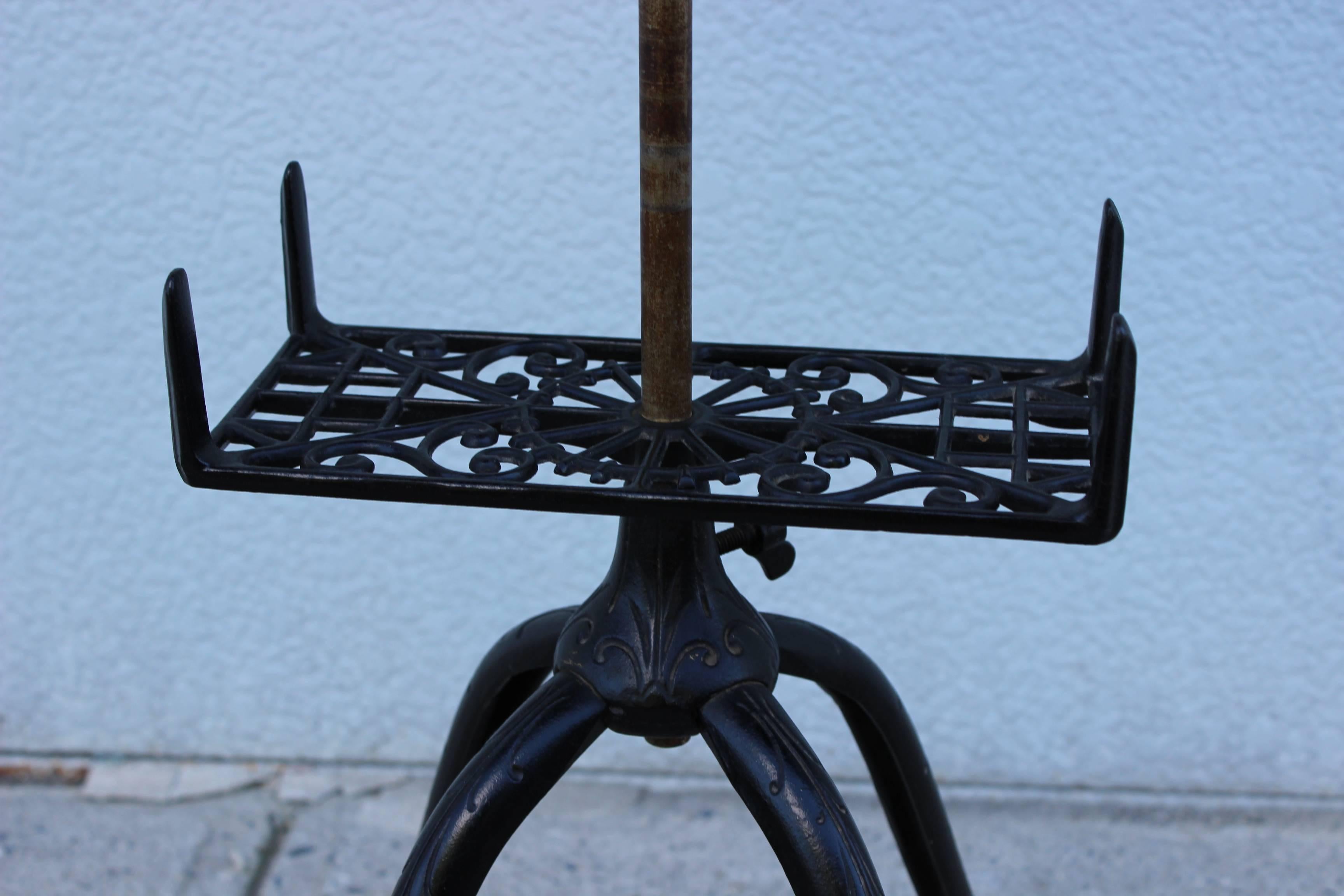 1930s Mahogany and Cast Iron Adjustable Library Book Stand In Good Condition In New York, NY