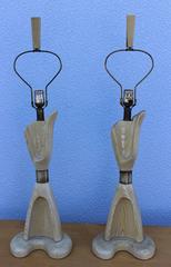 1960s Cerused Oak Sculptural Table Lamps by Modeline