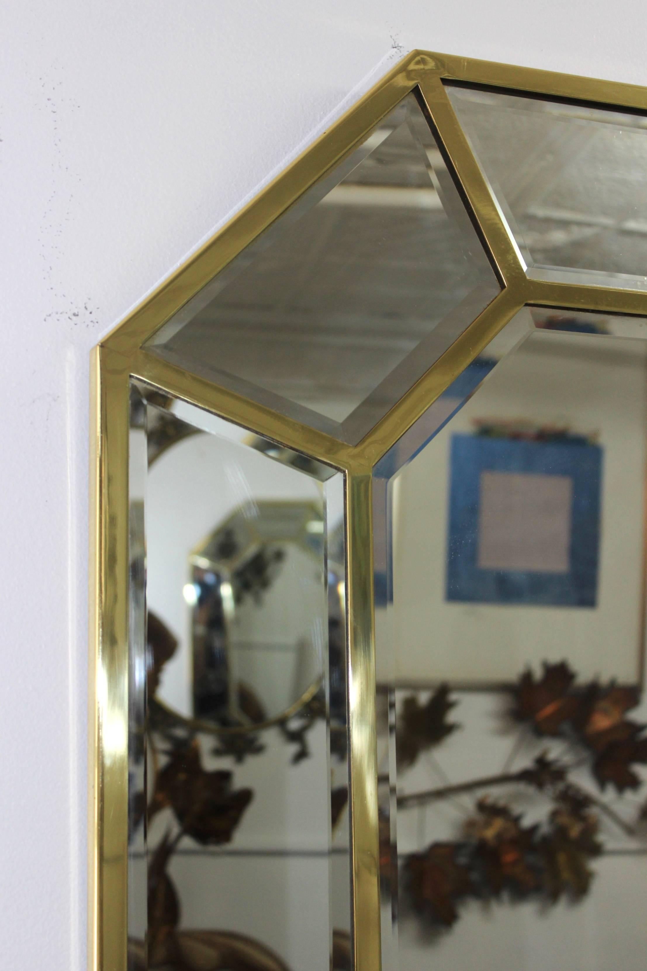 Mid-Century Modern 1970s Octagonal Brass Mirror