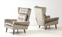 Svend Skipper High Back Lounge Chairs In Barbara Barry Couture Fabric