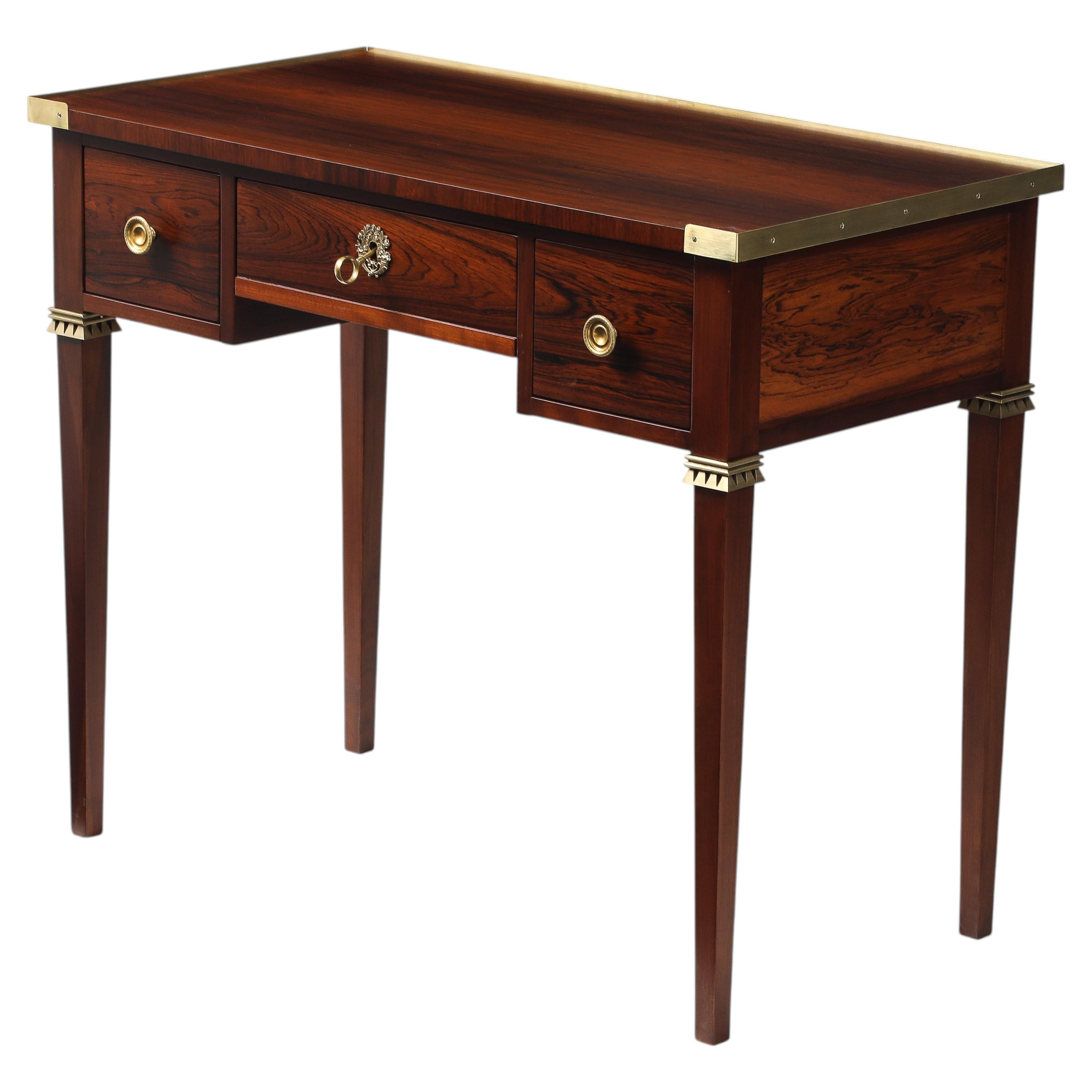 1950's Brazilian Rosewood And Brass Petite Desk Or Vanity By Baker For Sale