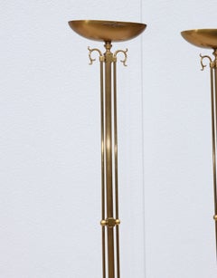 1980's Italian Torchiere Brass Floor Lamps