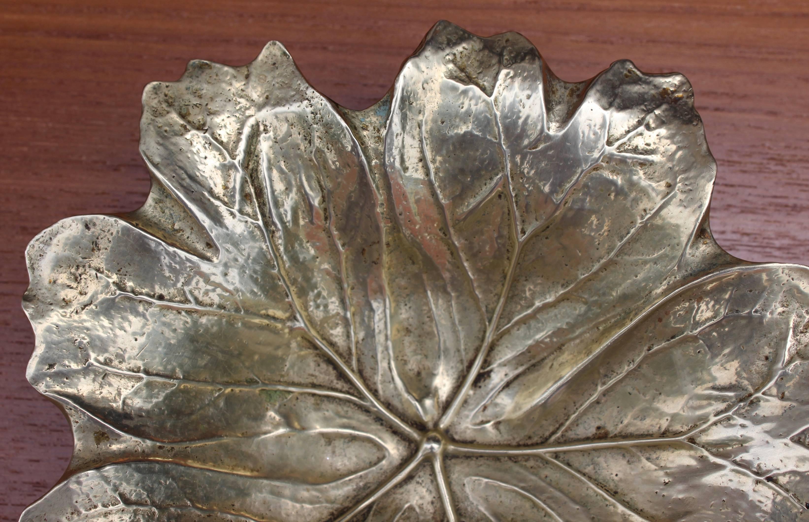 Mid-Century Modern Virginia Metalcrafters Brass Leaf Dish