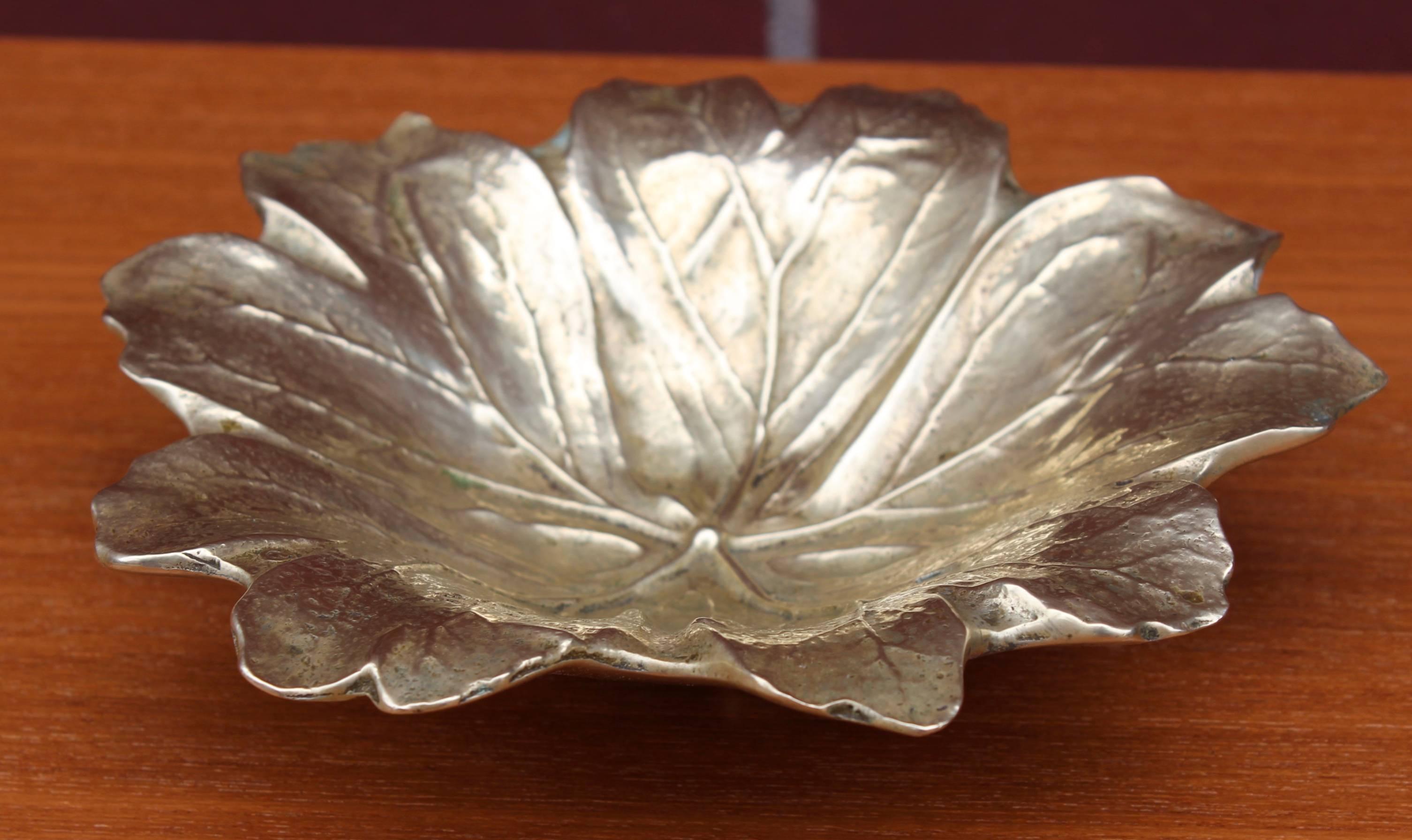 American Virginia Metalcrafters Brass Leaf Dish