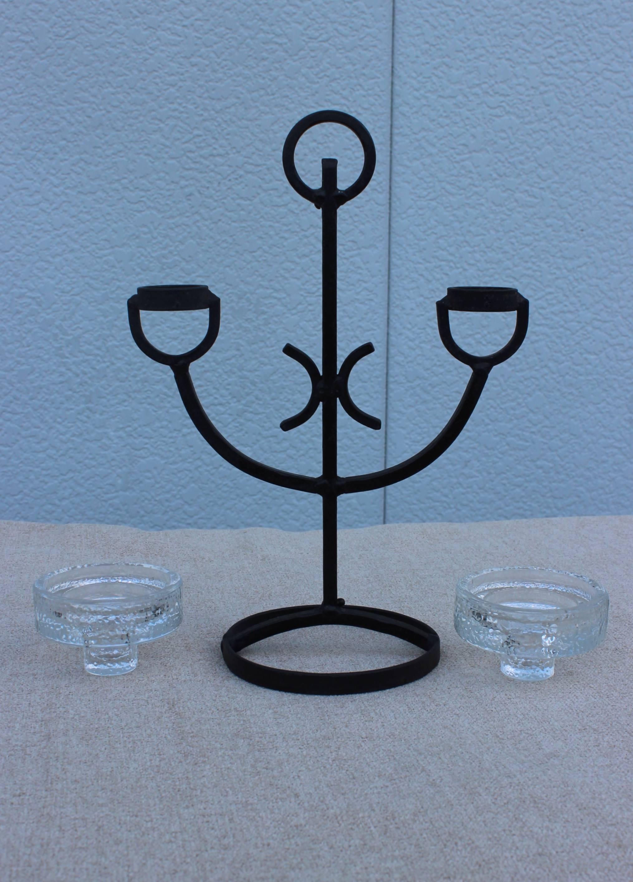 Pair of Swedish Iron Candleholders In Good Condition For Sale In New York, NY