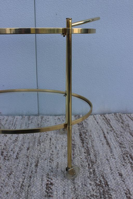 MidCentury Modern Solid Brass Oval Bar Cart at 1stDibs