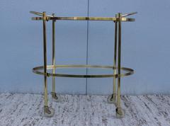 Mid-Century Modern Solid Brass Oval Bar Cart