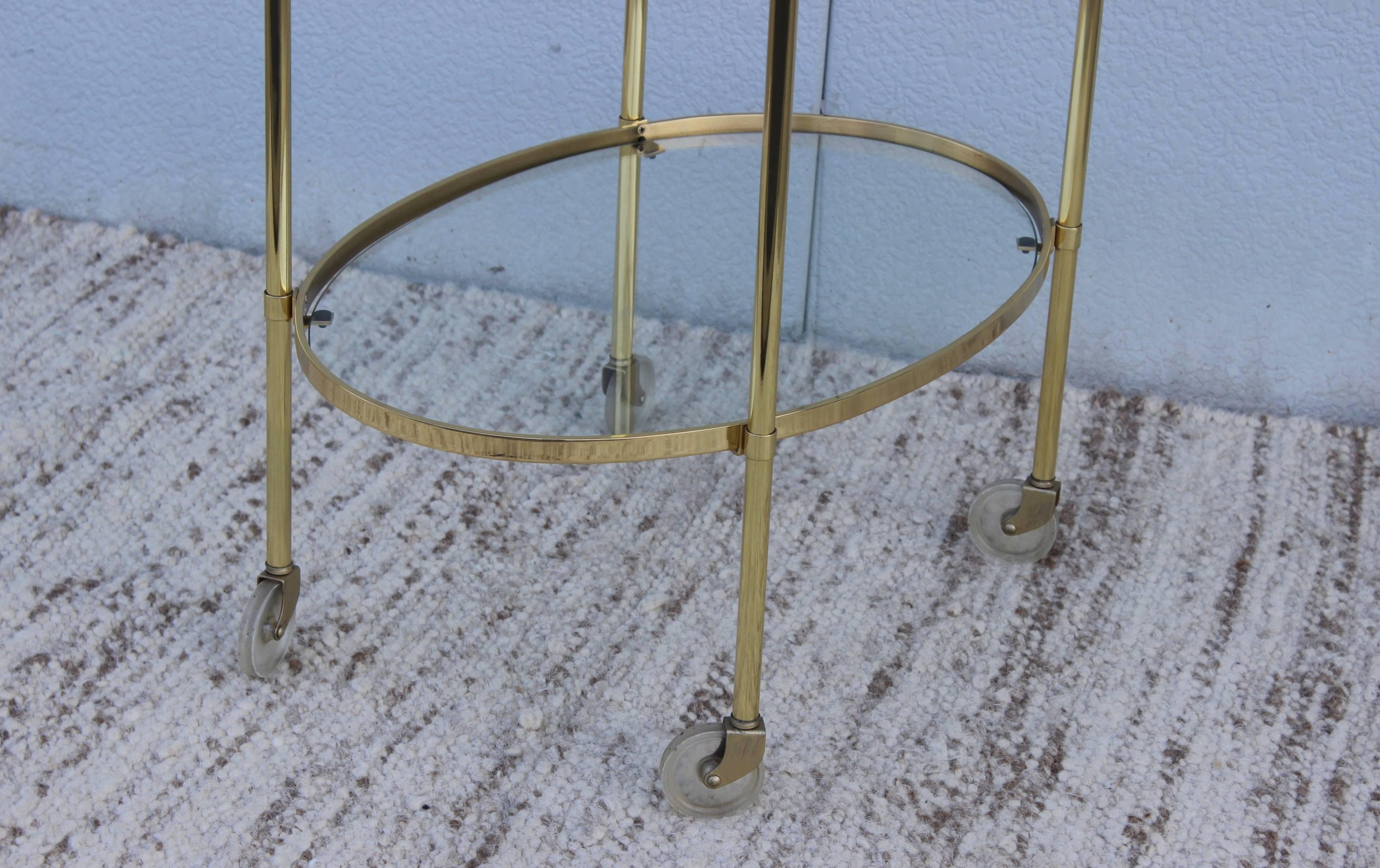 20th Century Mid-Century Modern Solid Brass Oval Bar Cart