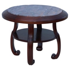 1930's French Art-Deco Two Tier Side Table With Marble Top