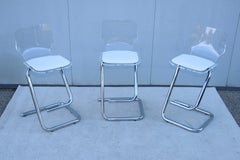 1970's Lucite And Chrome Bar Stools By Luigi Bardini