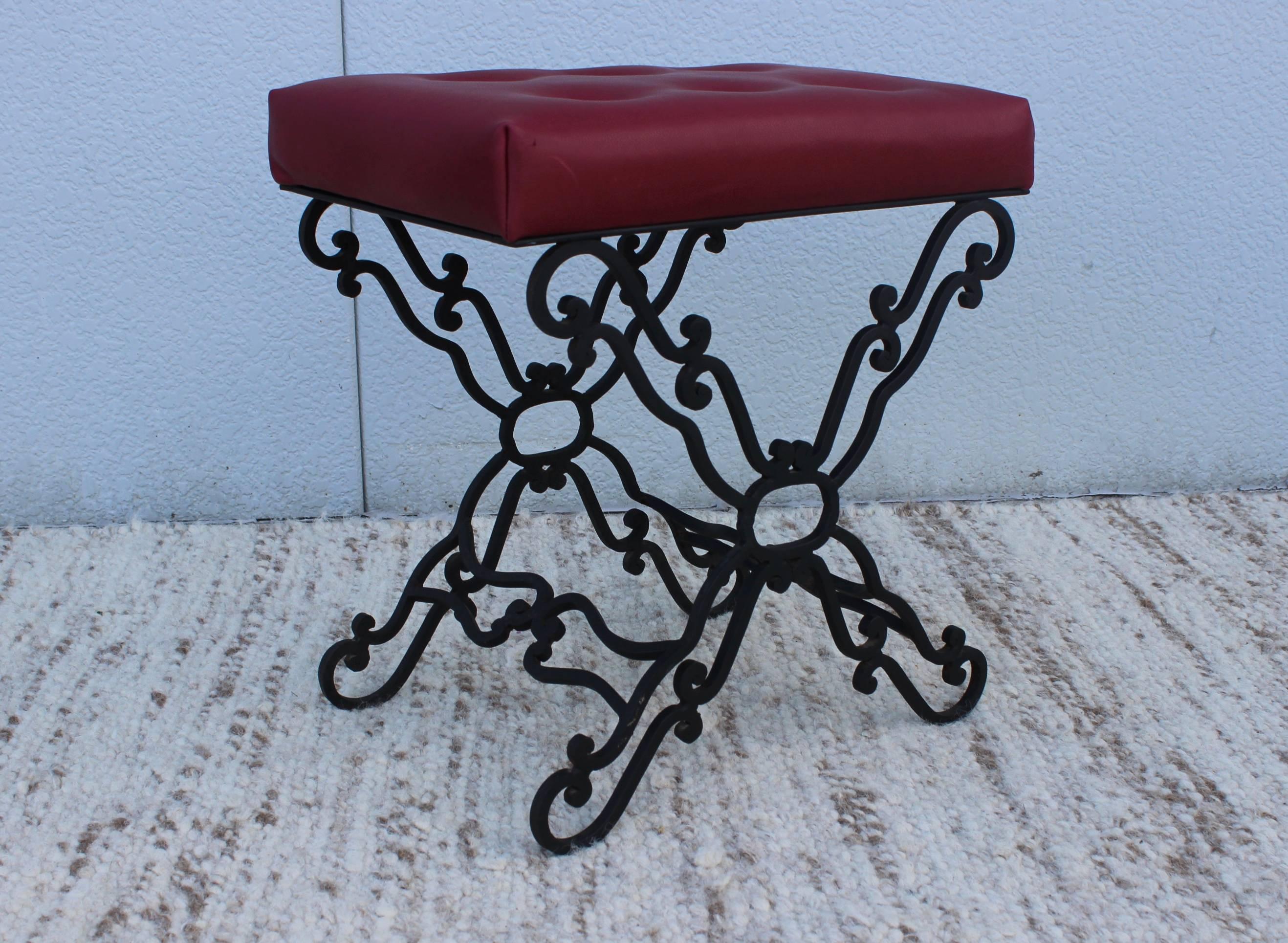 1960s Iron and Leather Ottomans In Good Condition In New York, NY