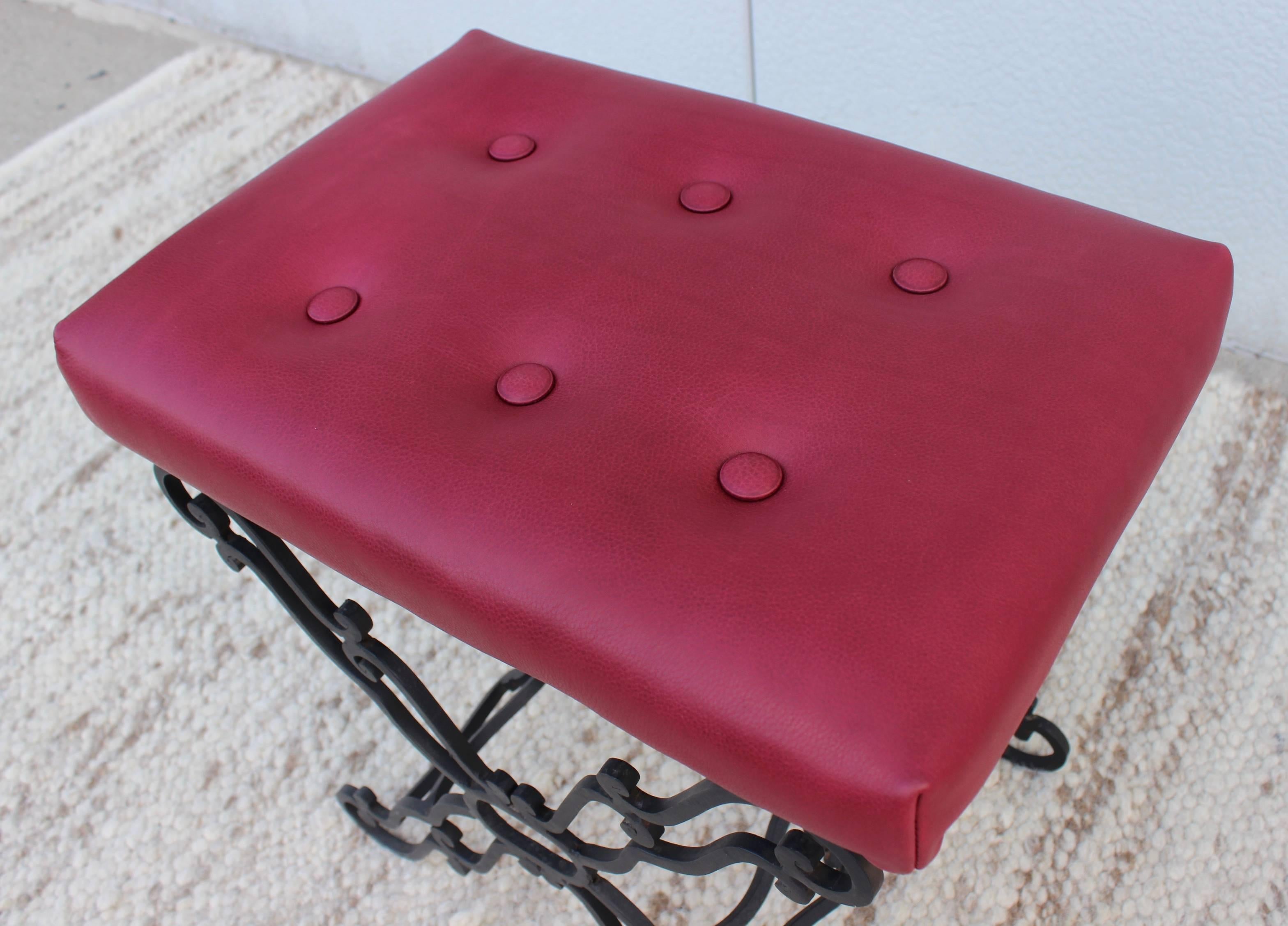 1960s Iron and Leather Ottomans 2