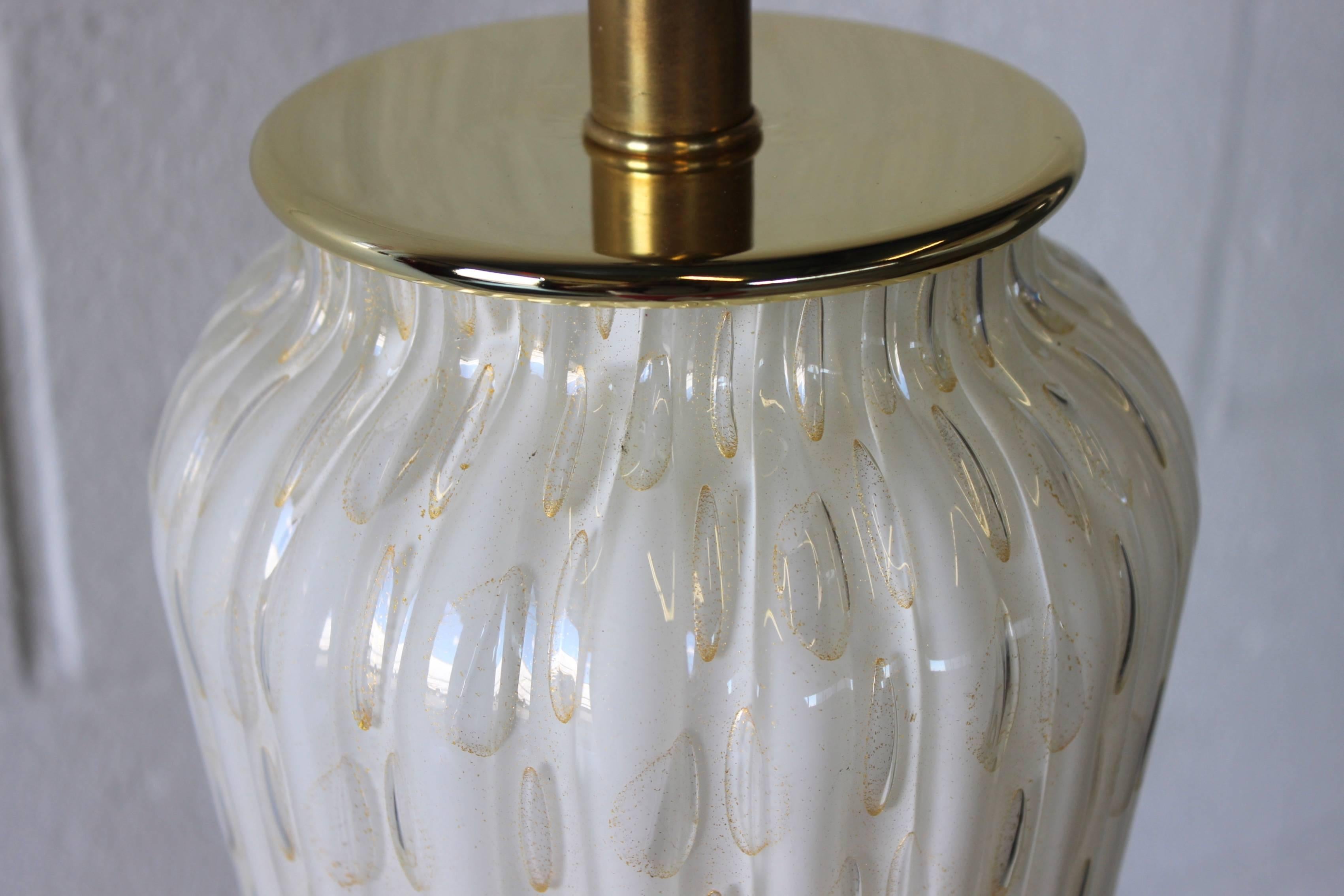 Brass Large Murano Glass Table Lamp For Sale