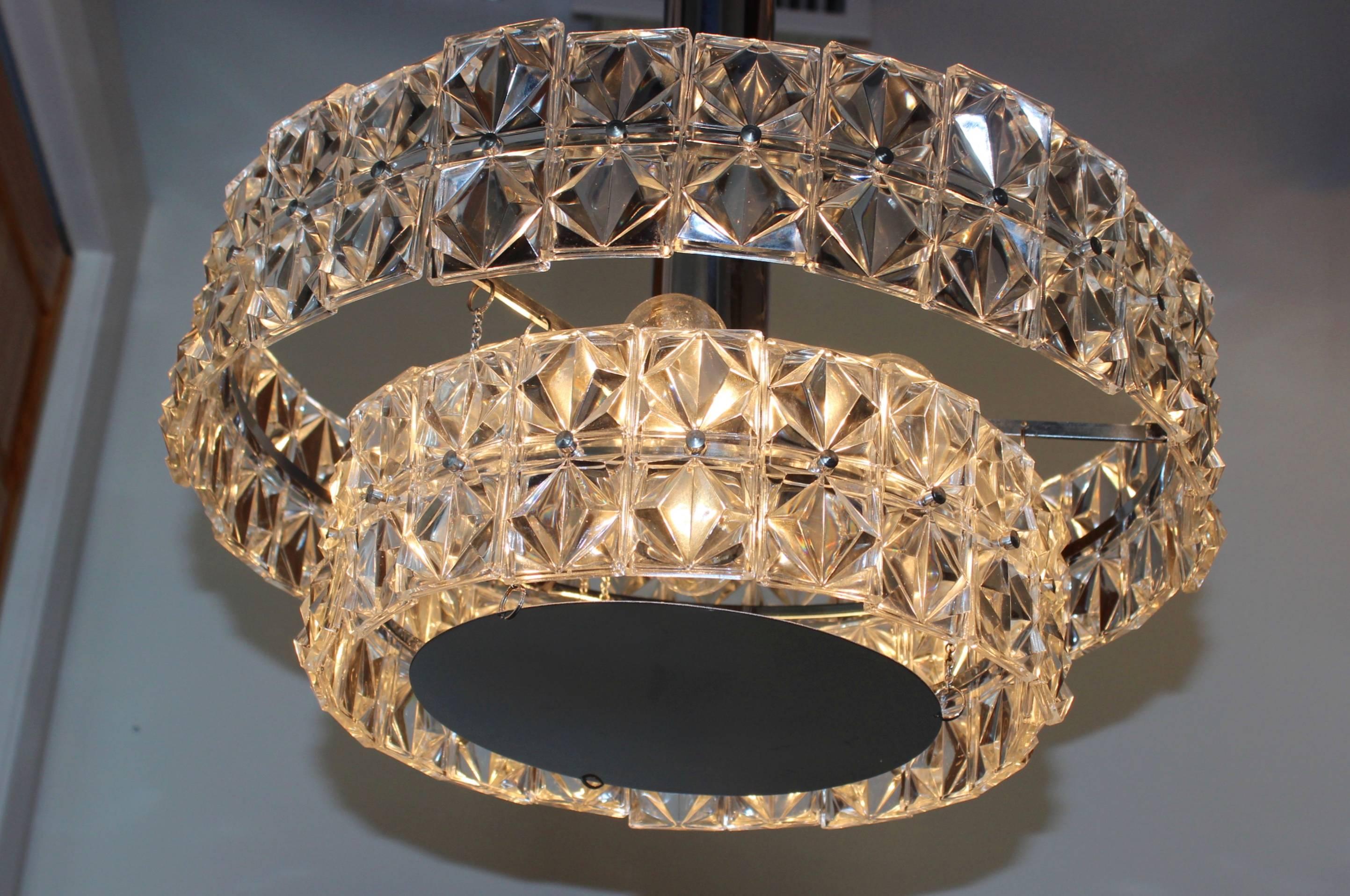 20th Century 1970's Targetti Sankey Chrome and Glass Chandelier For Sale