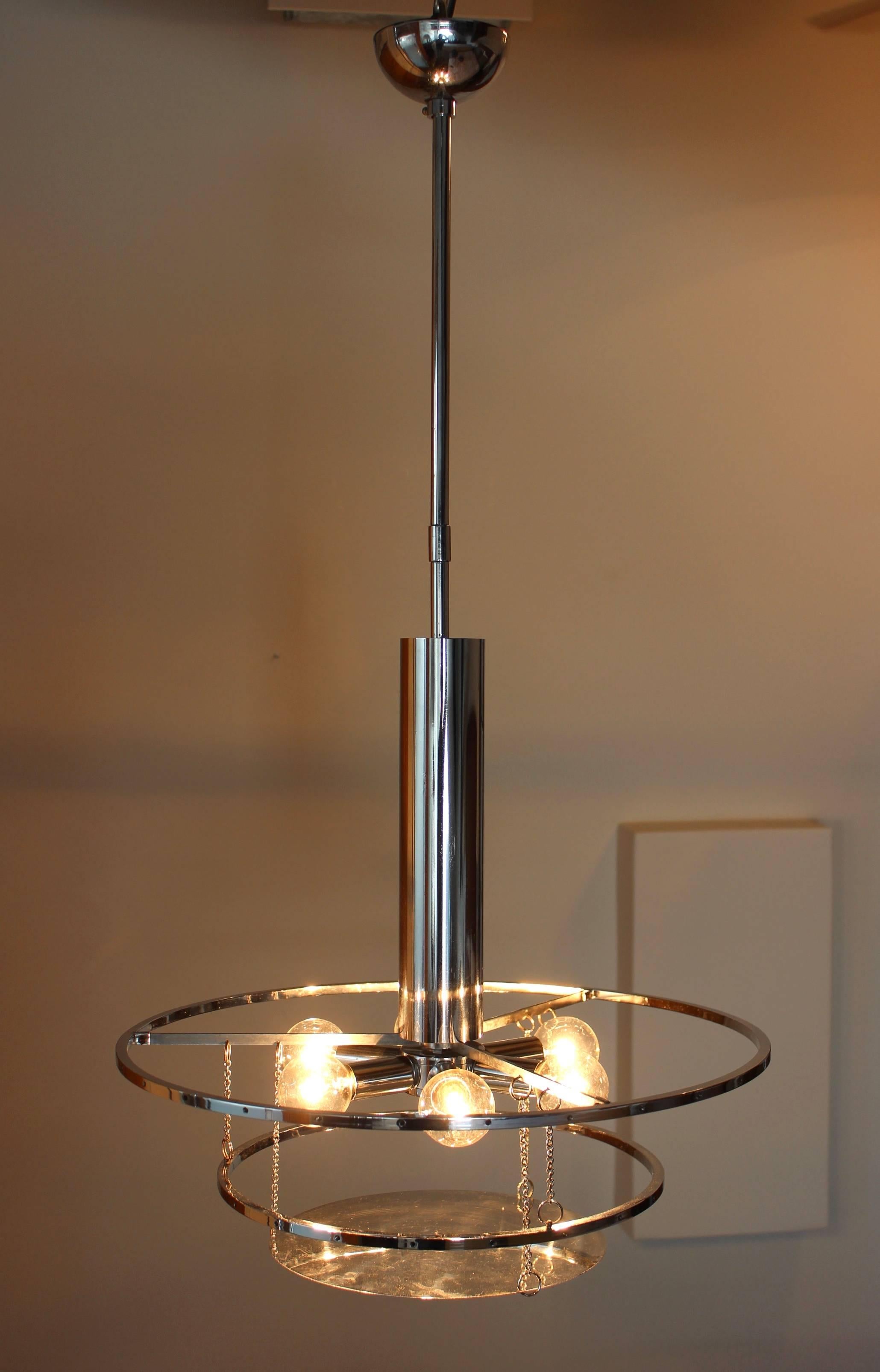 1970's Targetti Sankey Chrome and Glass Chandelier For Sale 4