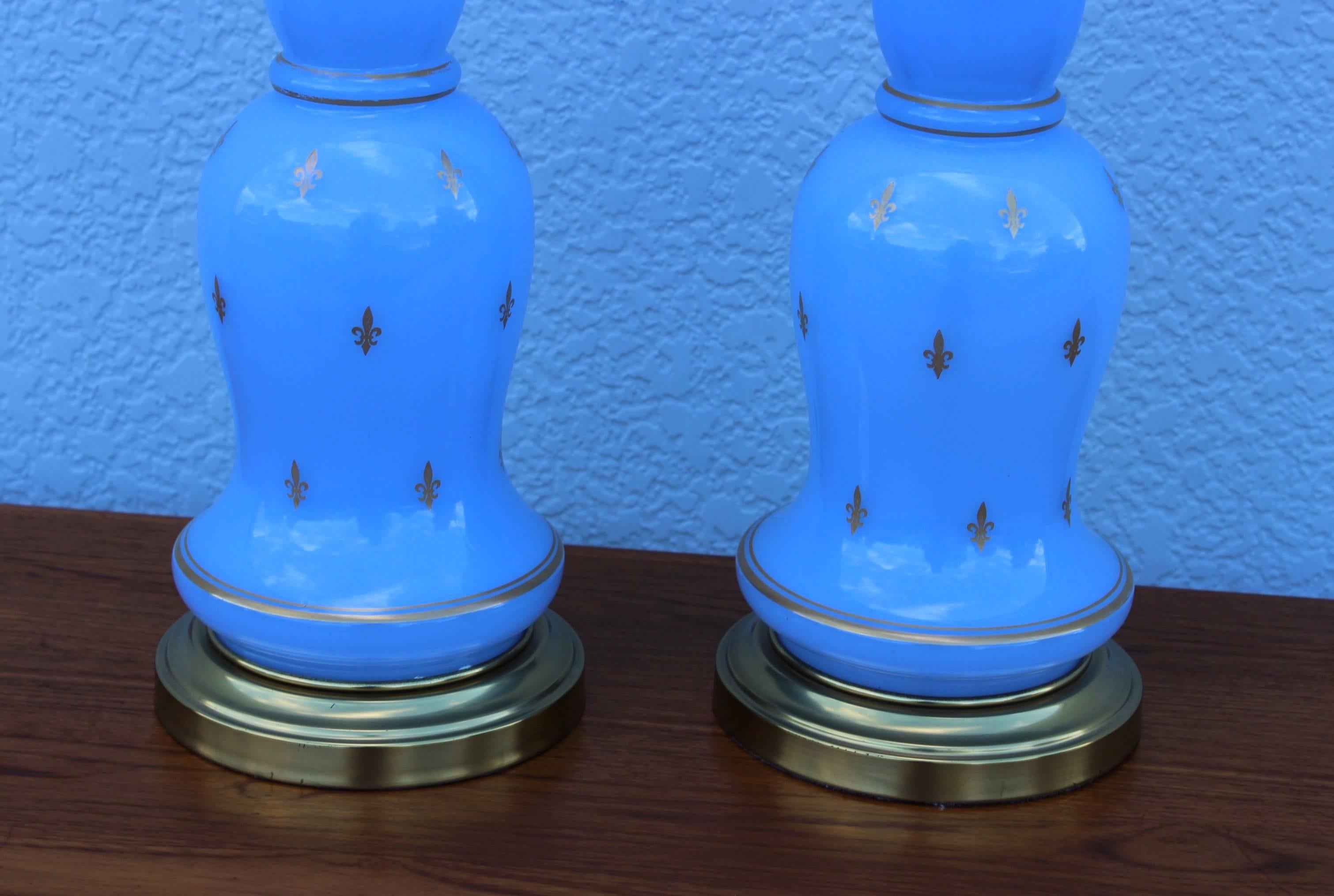 American Warren Kessler Brass and Glass Table Lamps