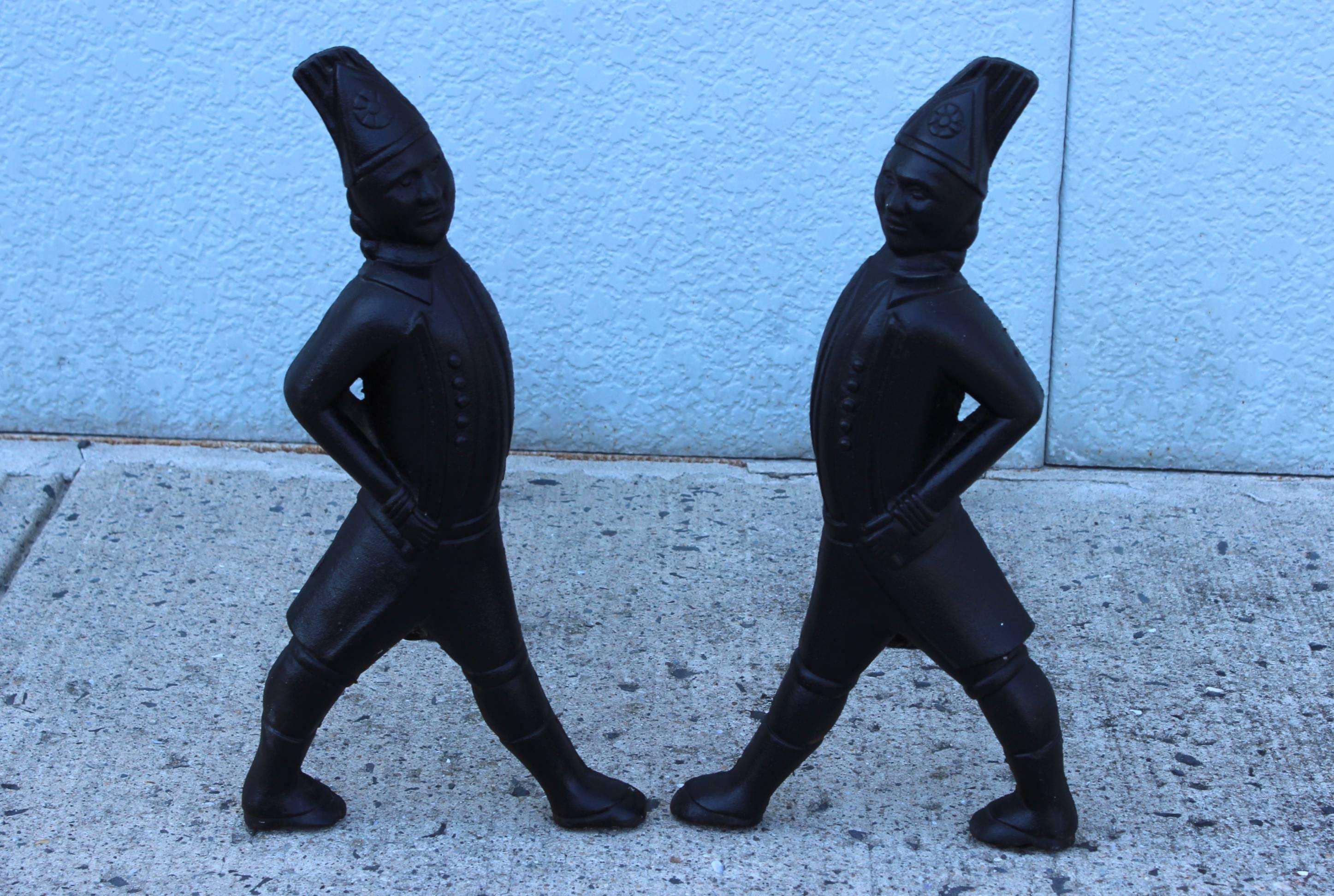 20th Century 1940s Hessian Soldiers Andirons For Sale