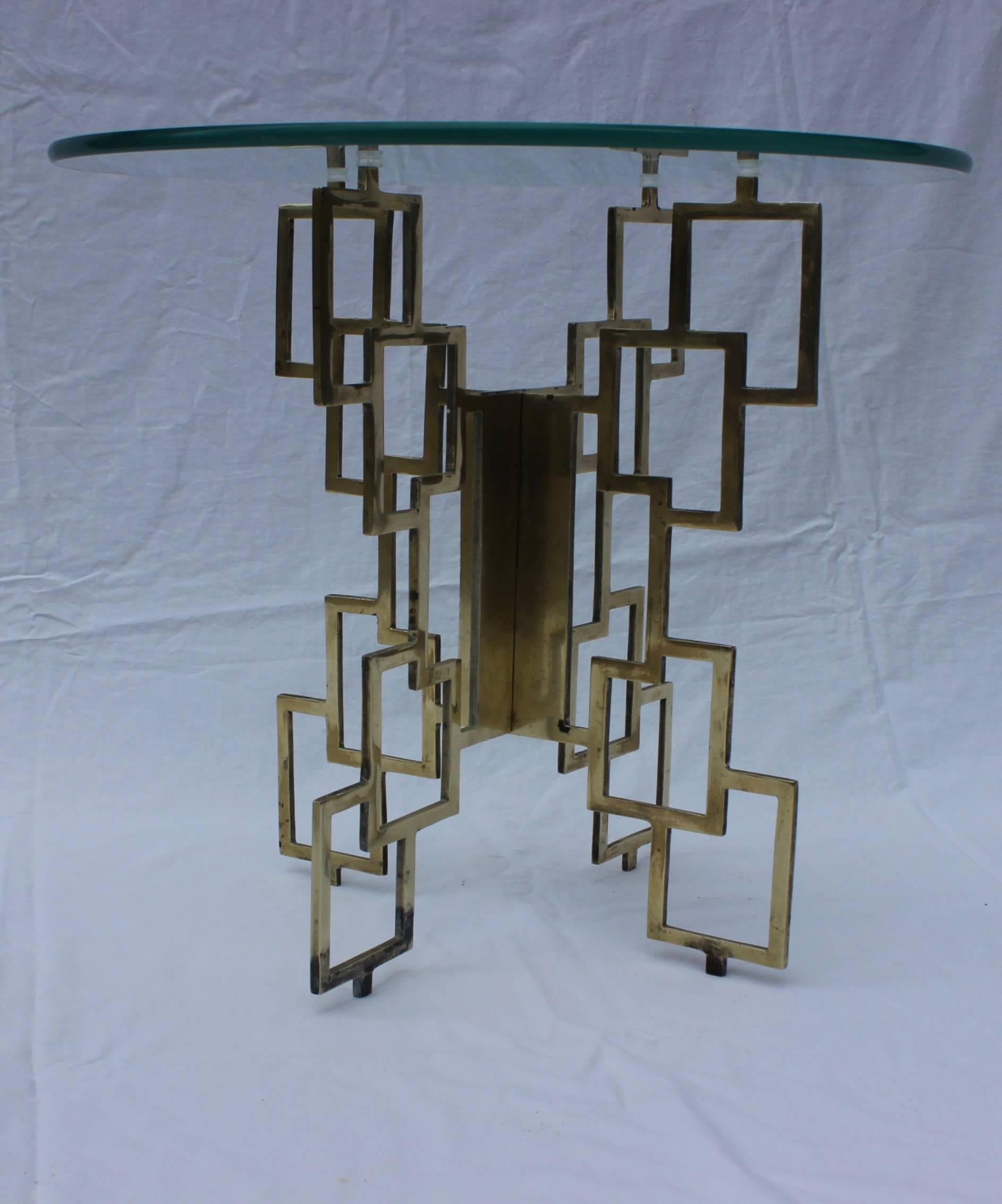 Mid-Century Modern Interlocking Brass Side Table For Sale