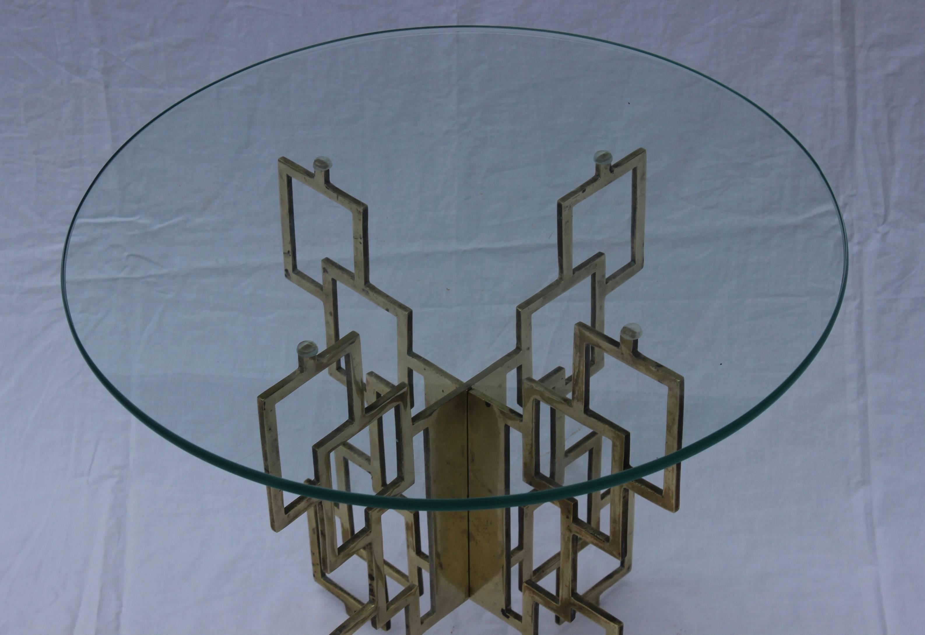 American Interlocking Brass Side Table For Sale